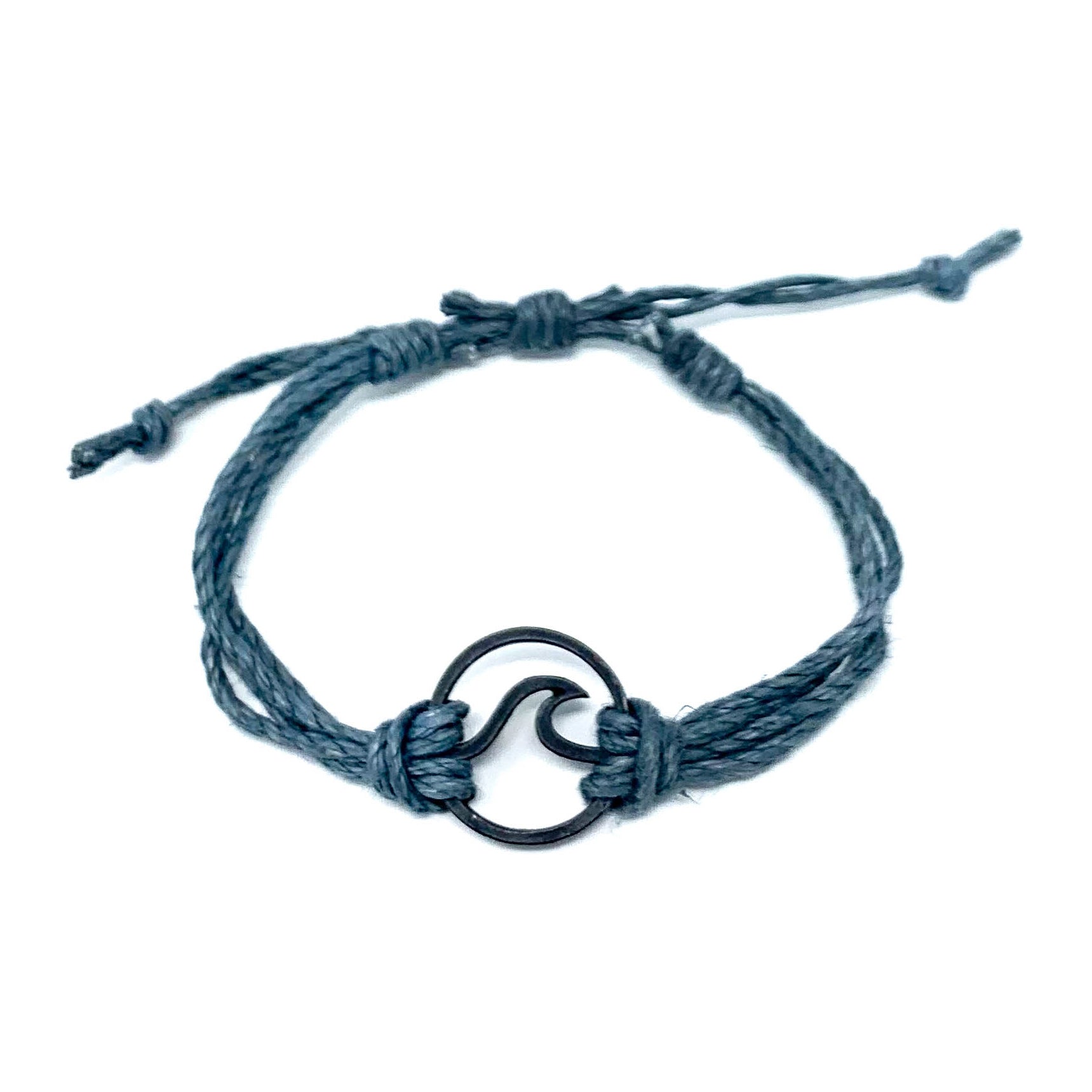 grey black wave pura vida string bracelet 