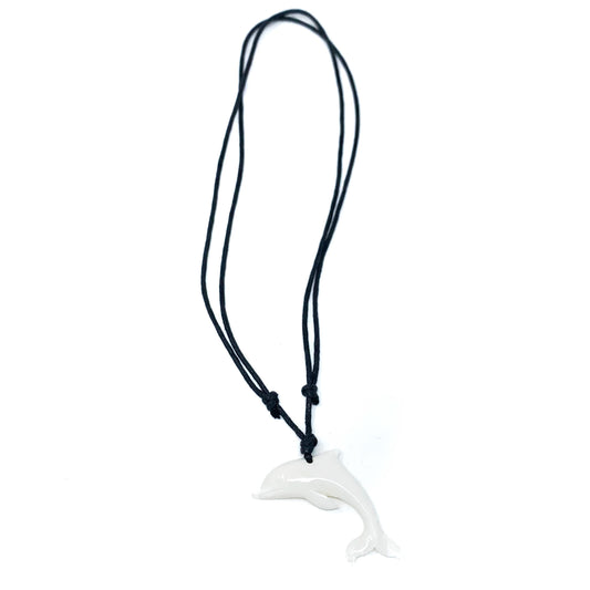 carved bone dolphin necklace