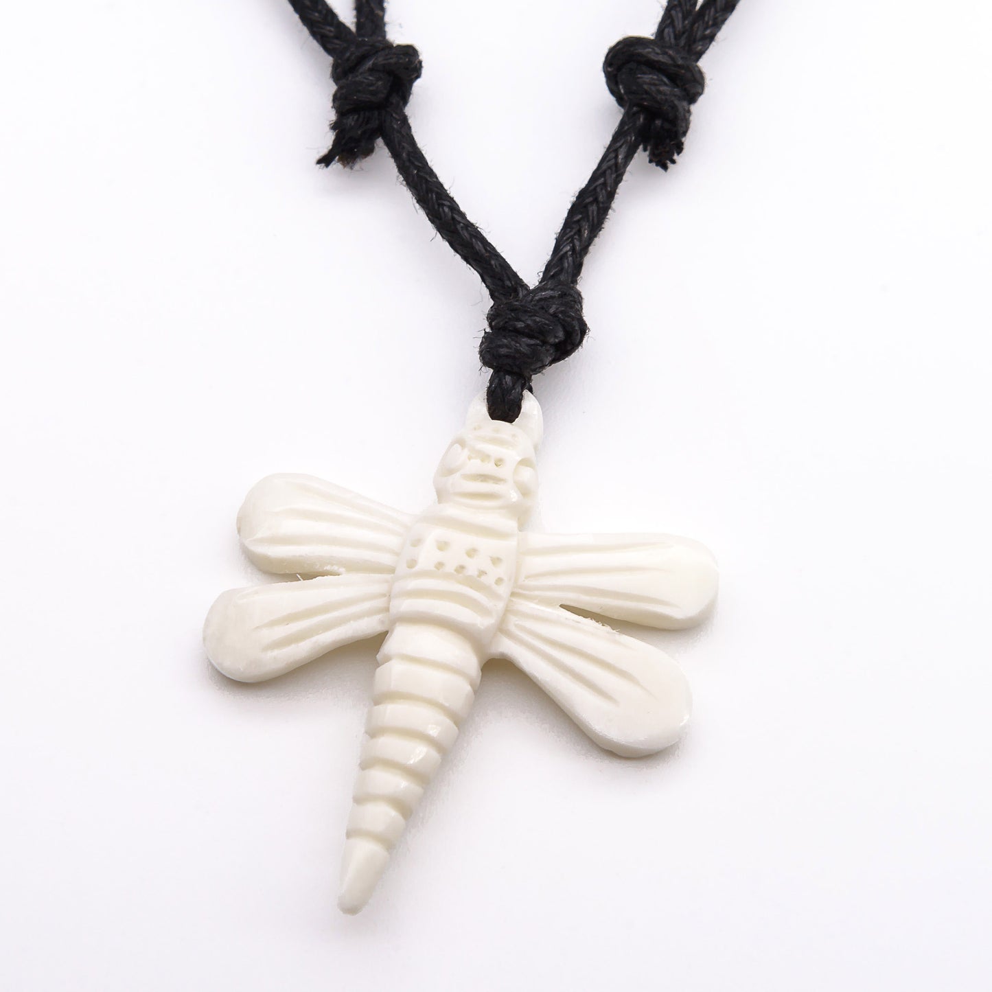 carved bone dragonfly pendant necklace