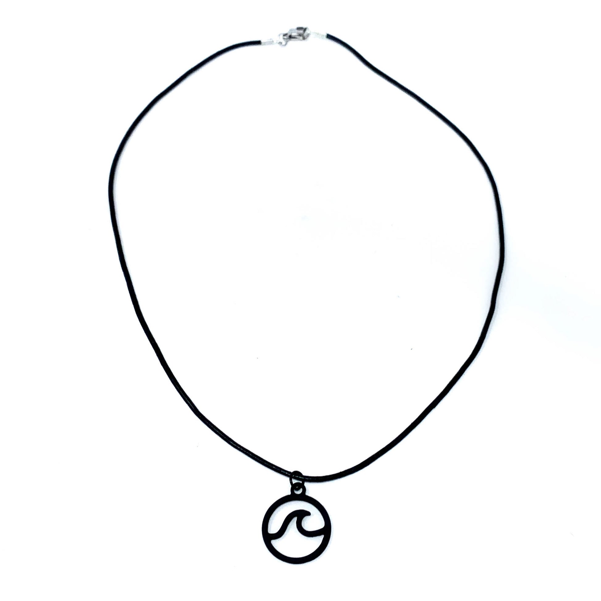 black ocean wave simple necklace