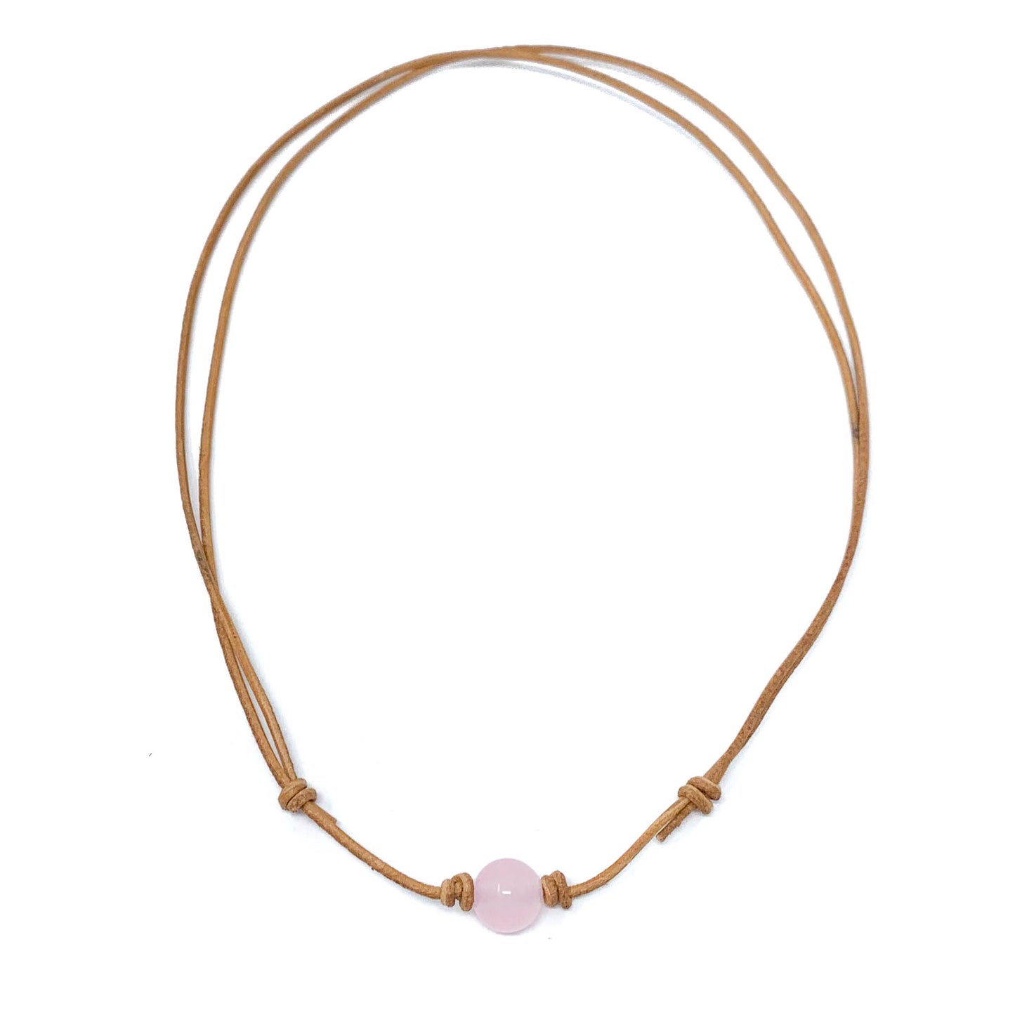 simple pink quartz stone necklace