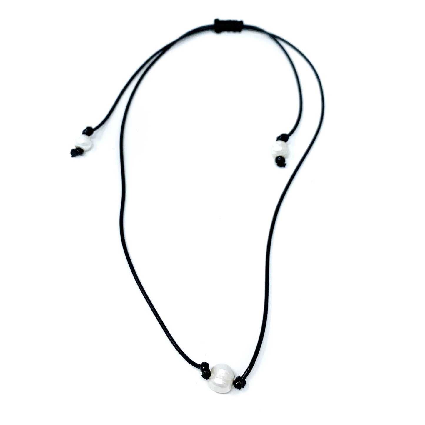 black hanging single pearl choker necklace