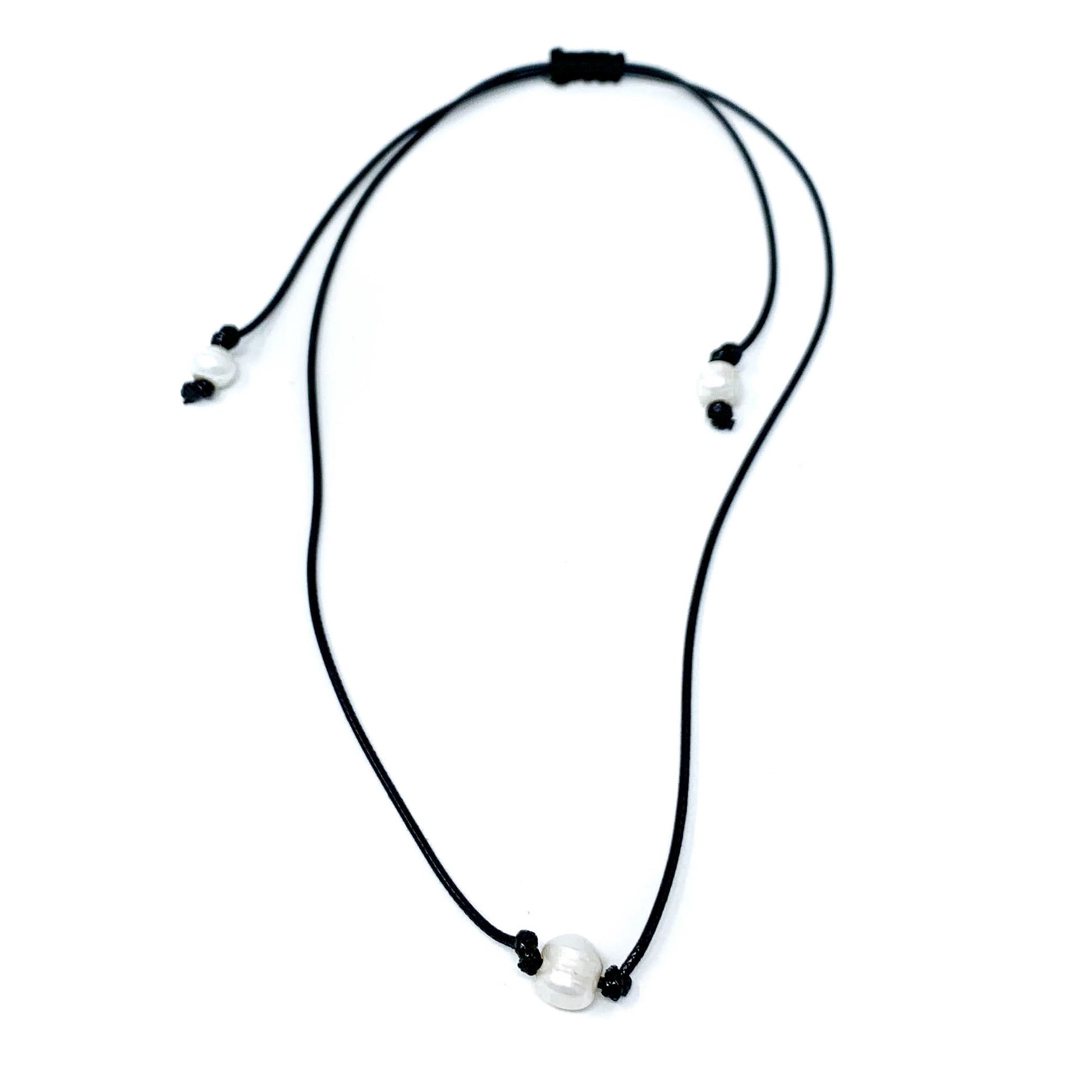 black hanging single pearl choker necklace