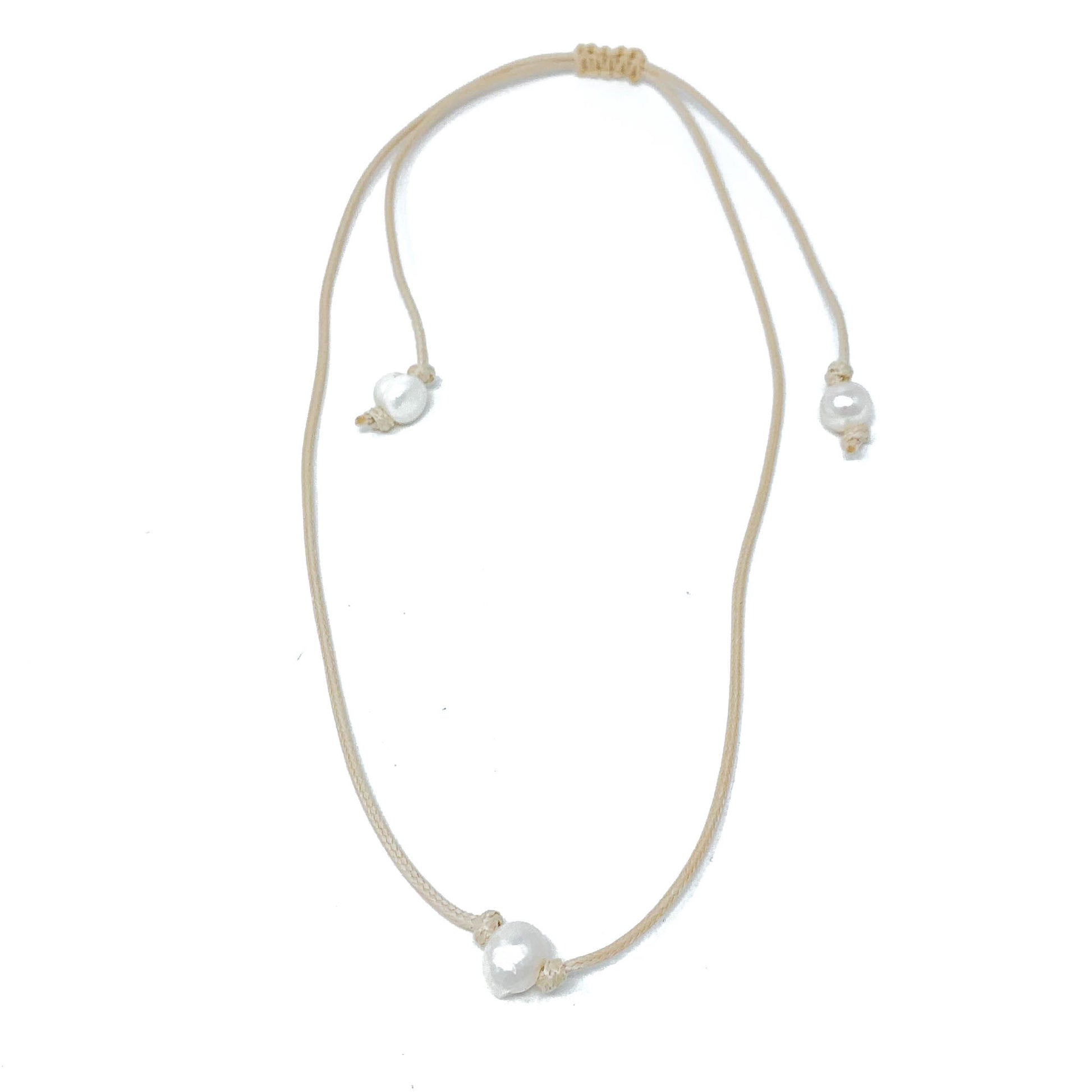 tan hanging single pearl choker necklace