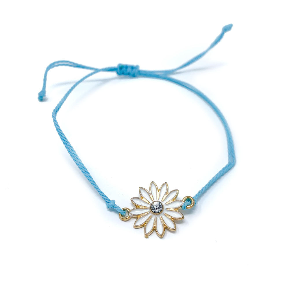 Blue flower charm string bracelet single