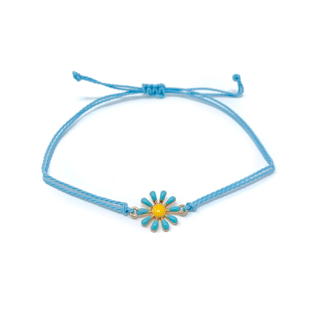 Blue Daisy Flower Charm String Bracelet