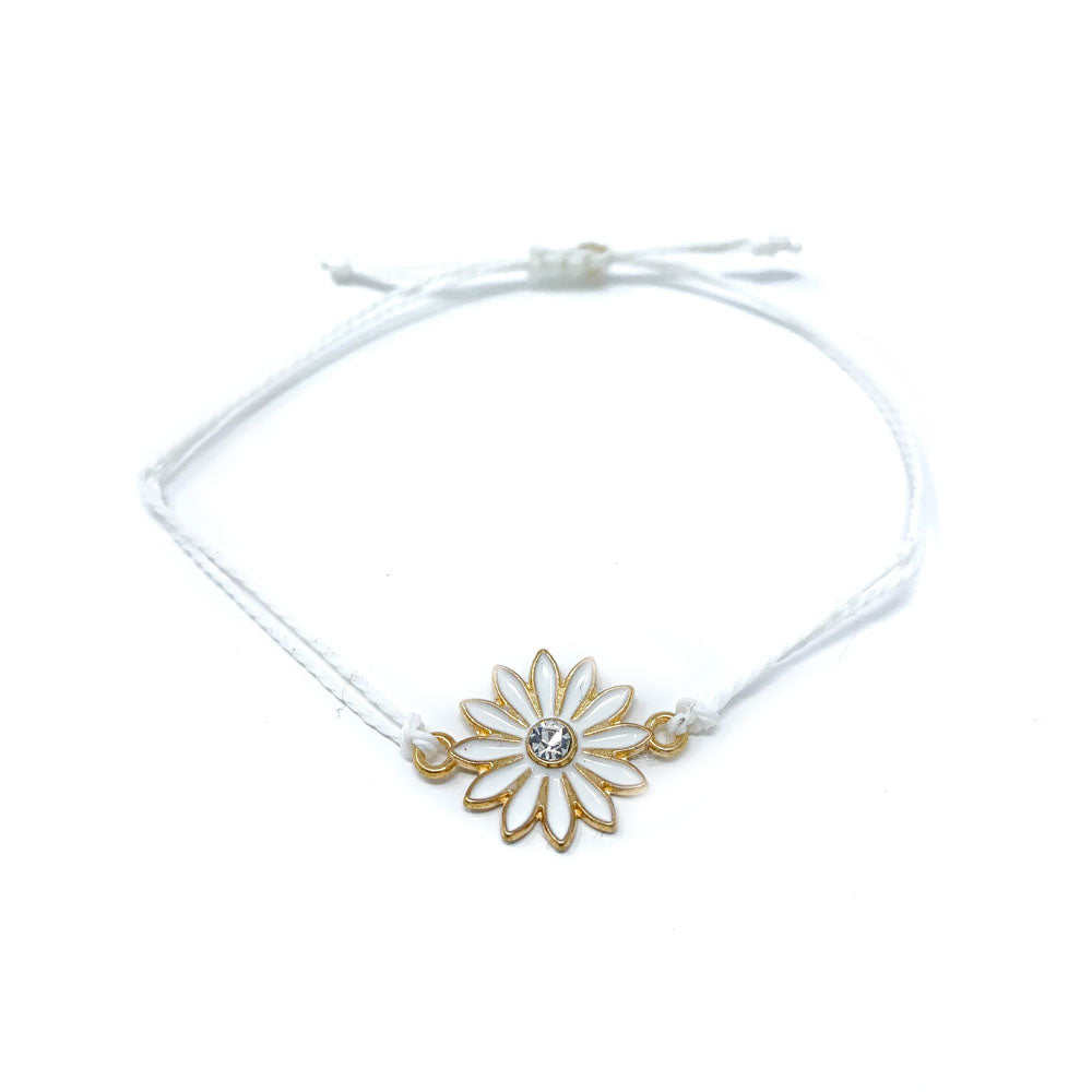 White flower charm string bracelet single