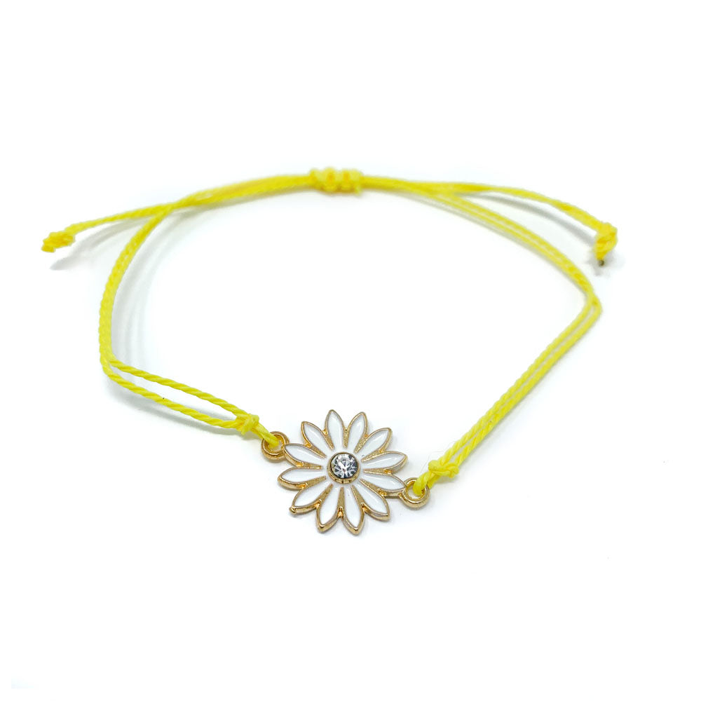 Yellow flower charm string bracelet single