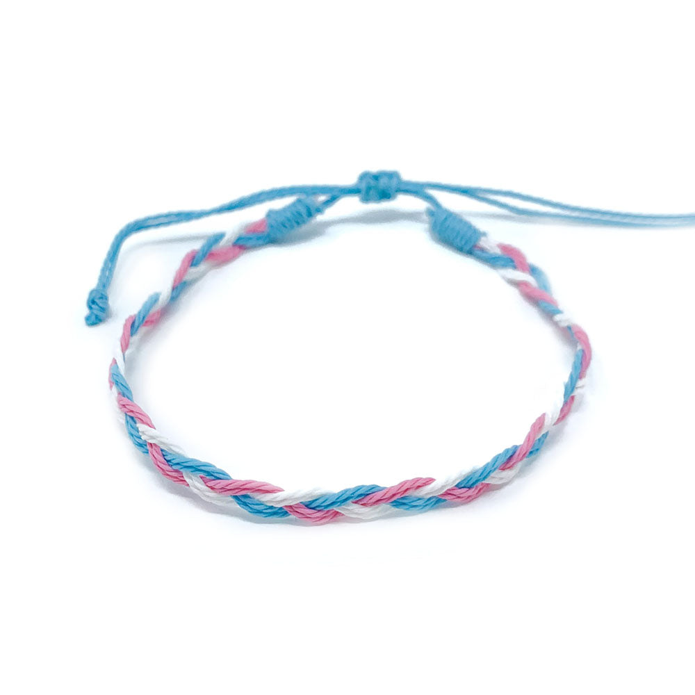Blue and Pink Mini Braided String Bracelet