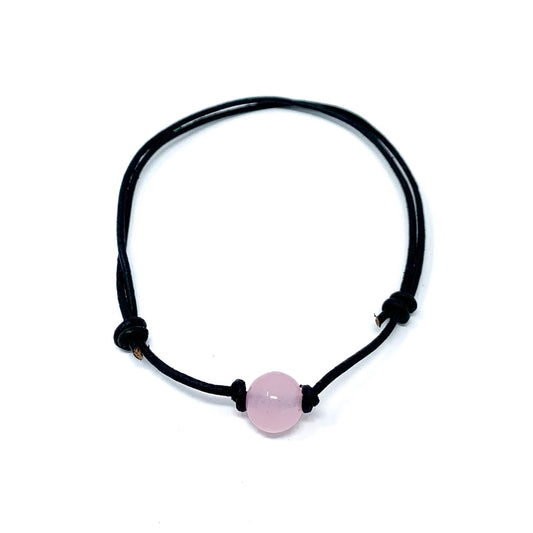 pink quartz stone anklet