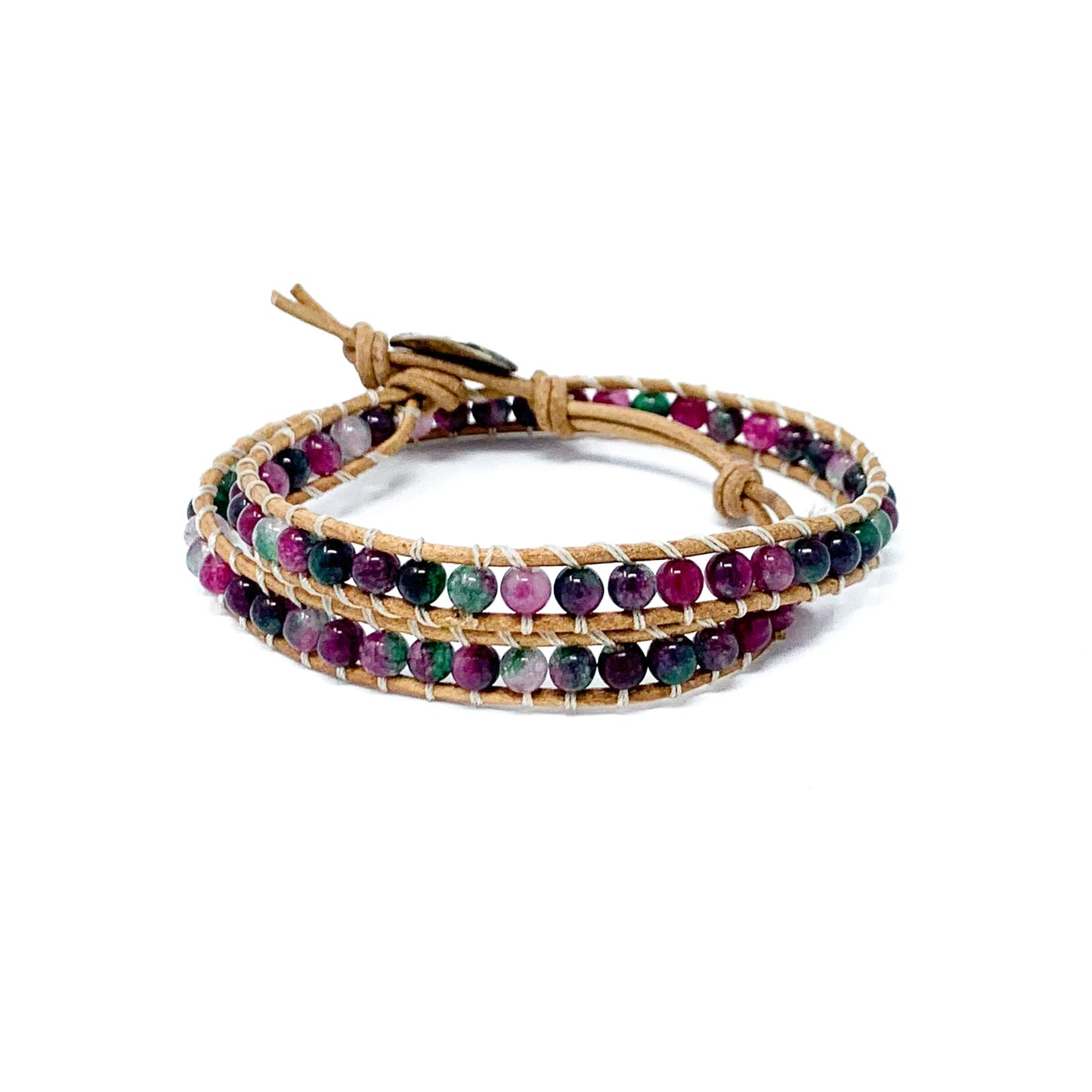 colorful multi colored double wrap beaded bracelet for women