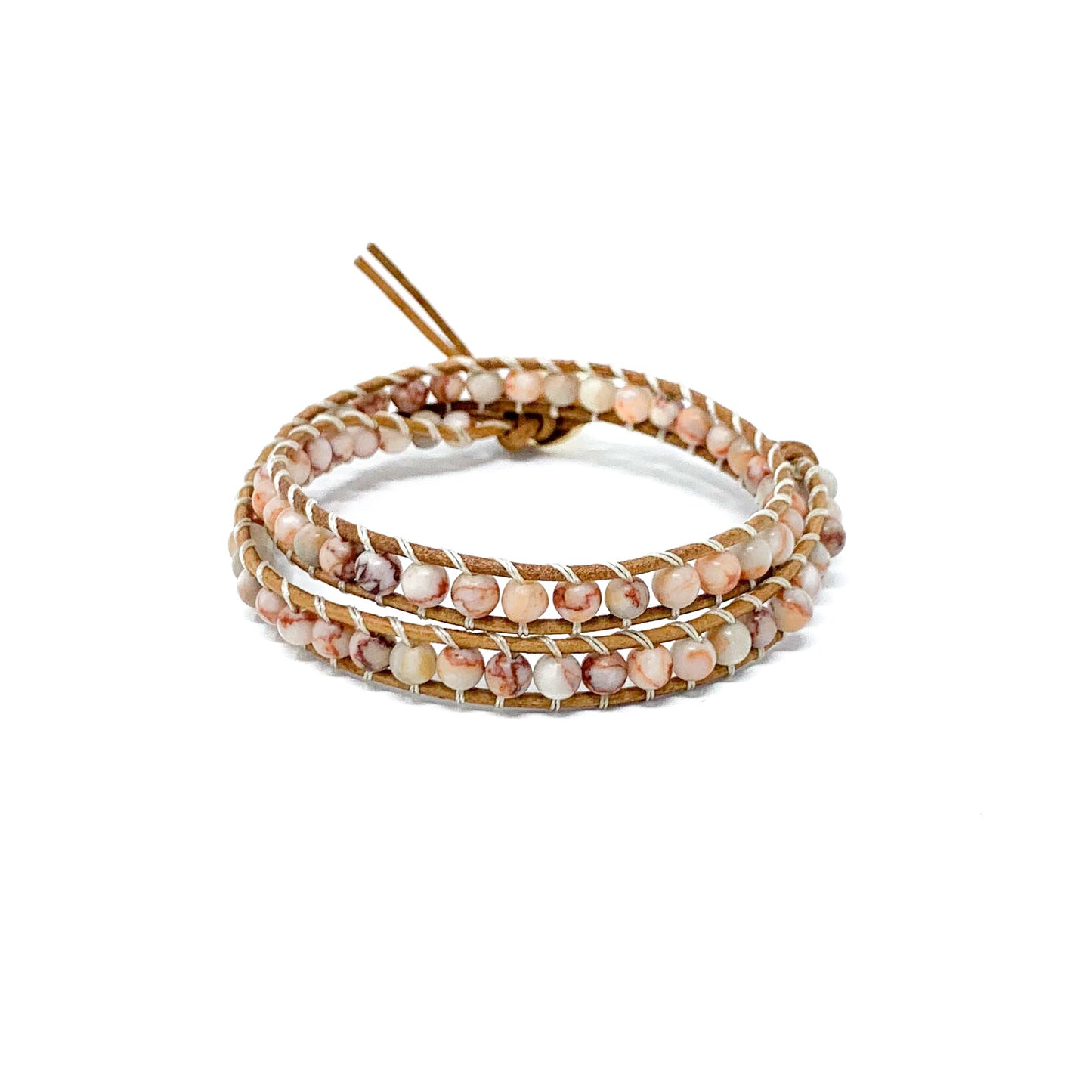 natural double wrap stone beaded bracelet for women