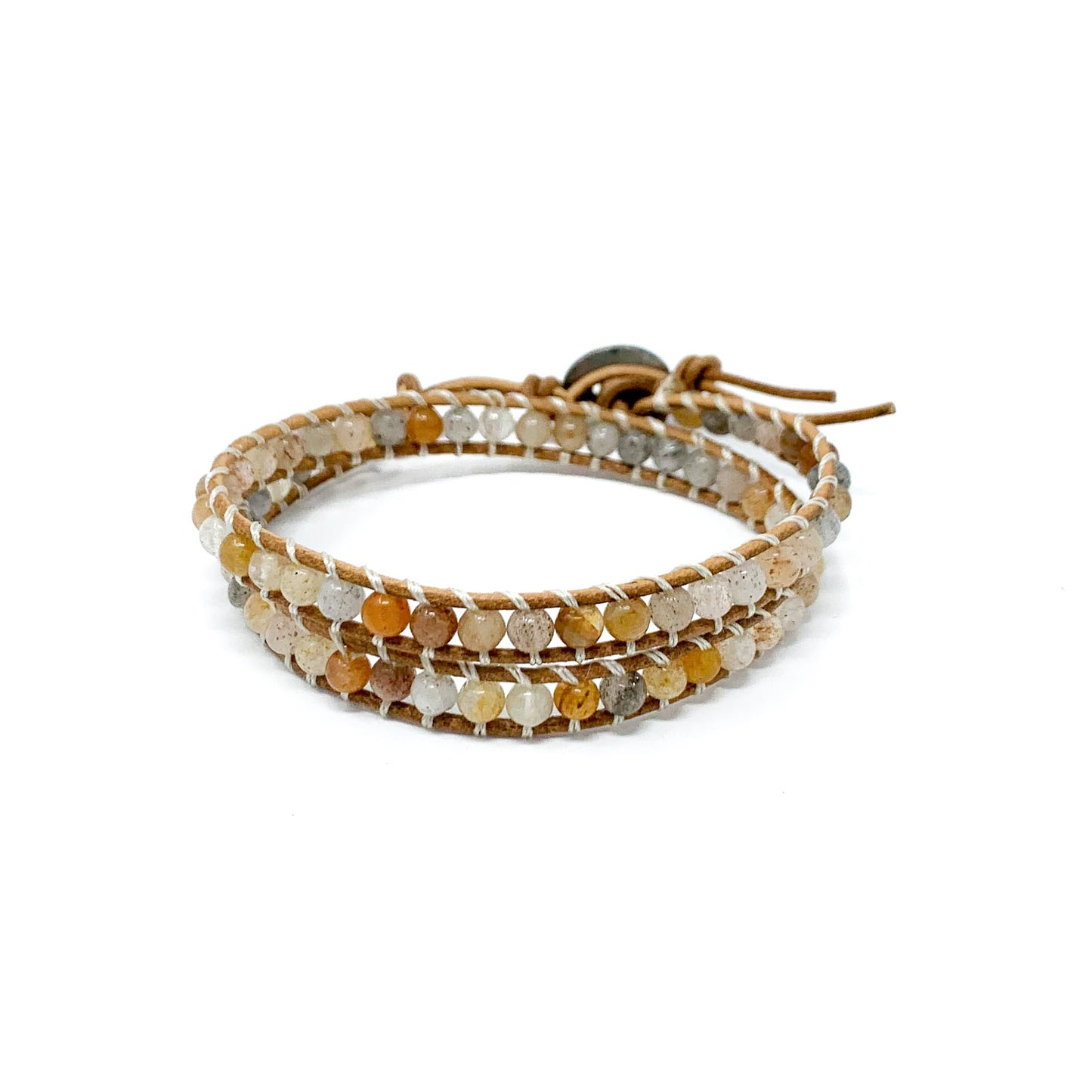 natural double wrap stone beaded bracelet for women