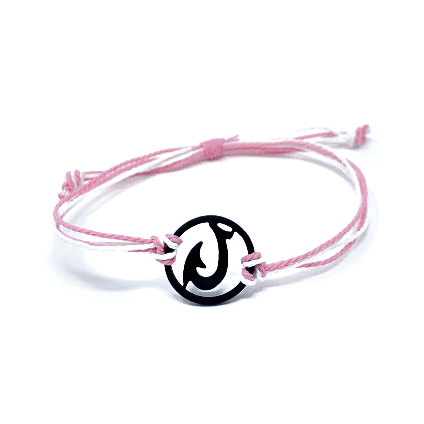 pink black hawaiian fish hook string bracelet