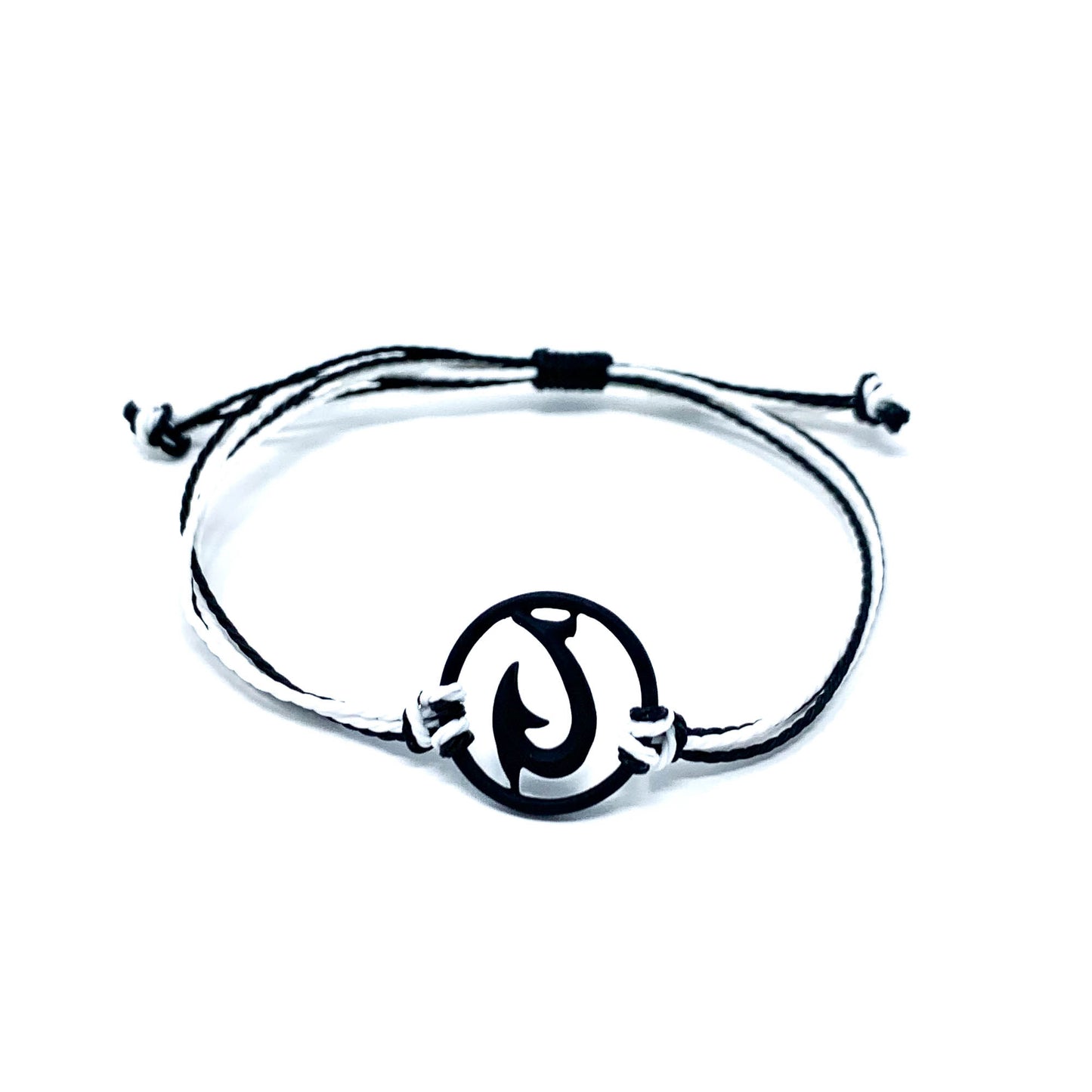 black hawaiian fish hook string bracelet