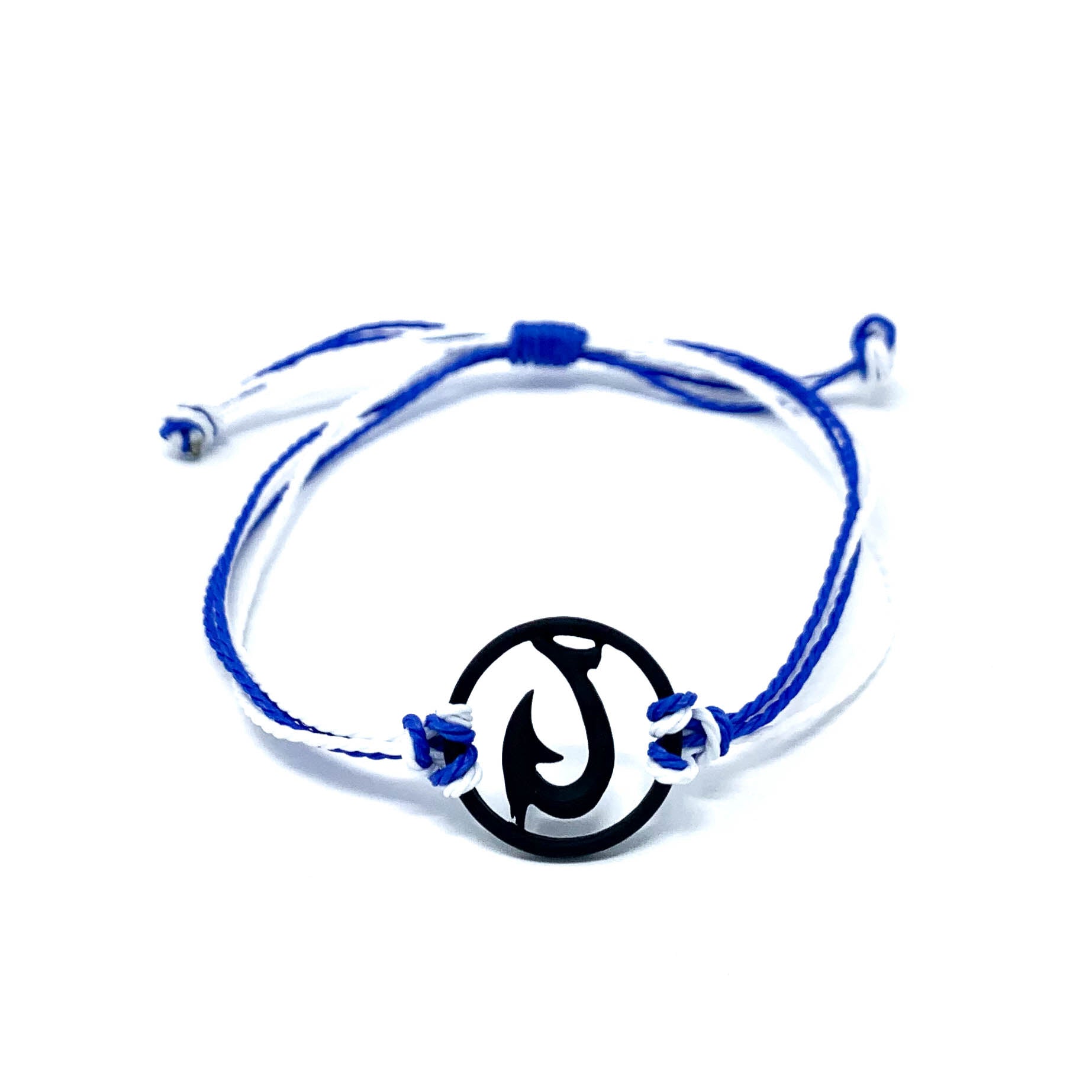 black blue hawaiian fish hook string bracelet