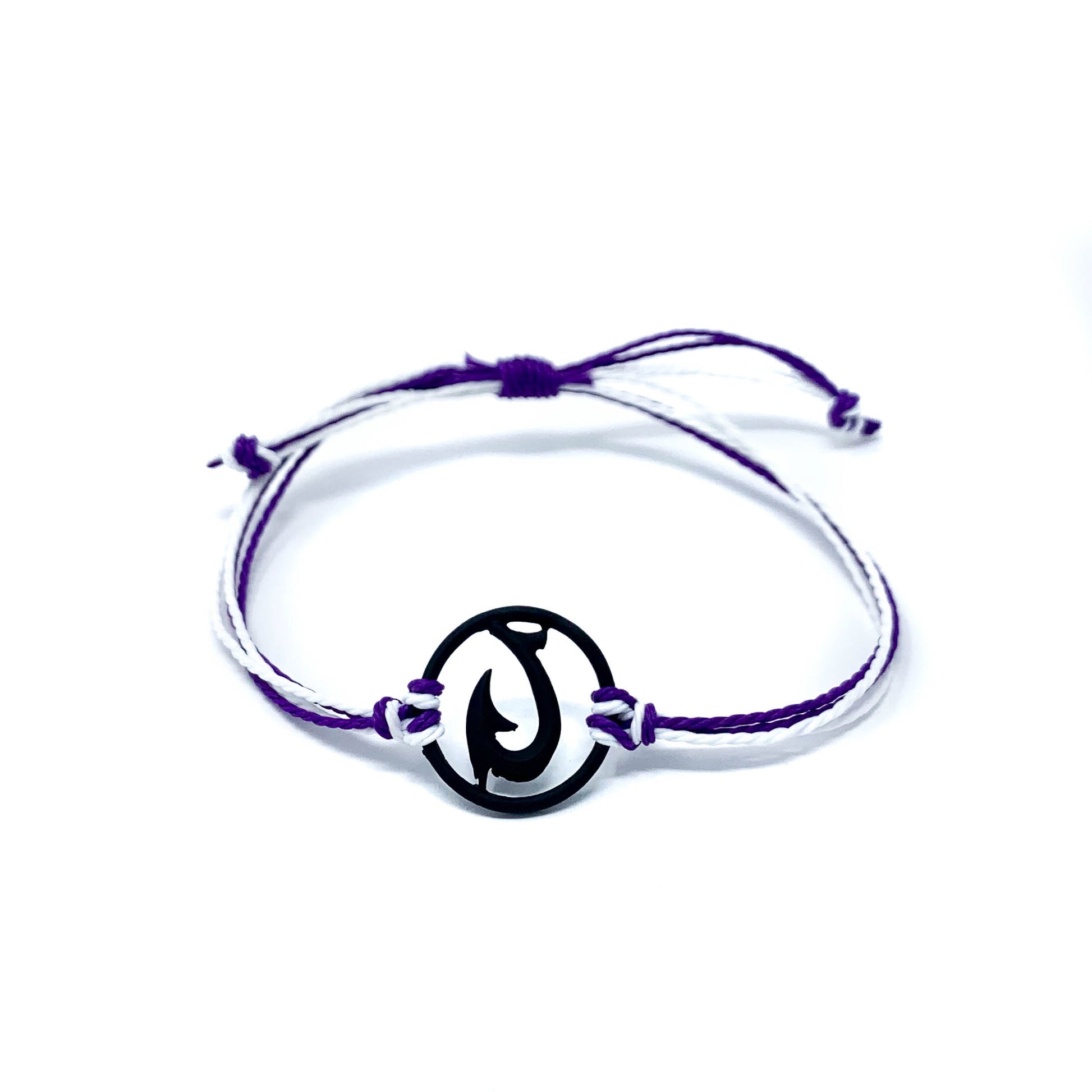 purple black hawaiian fish hook string bracelet