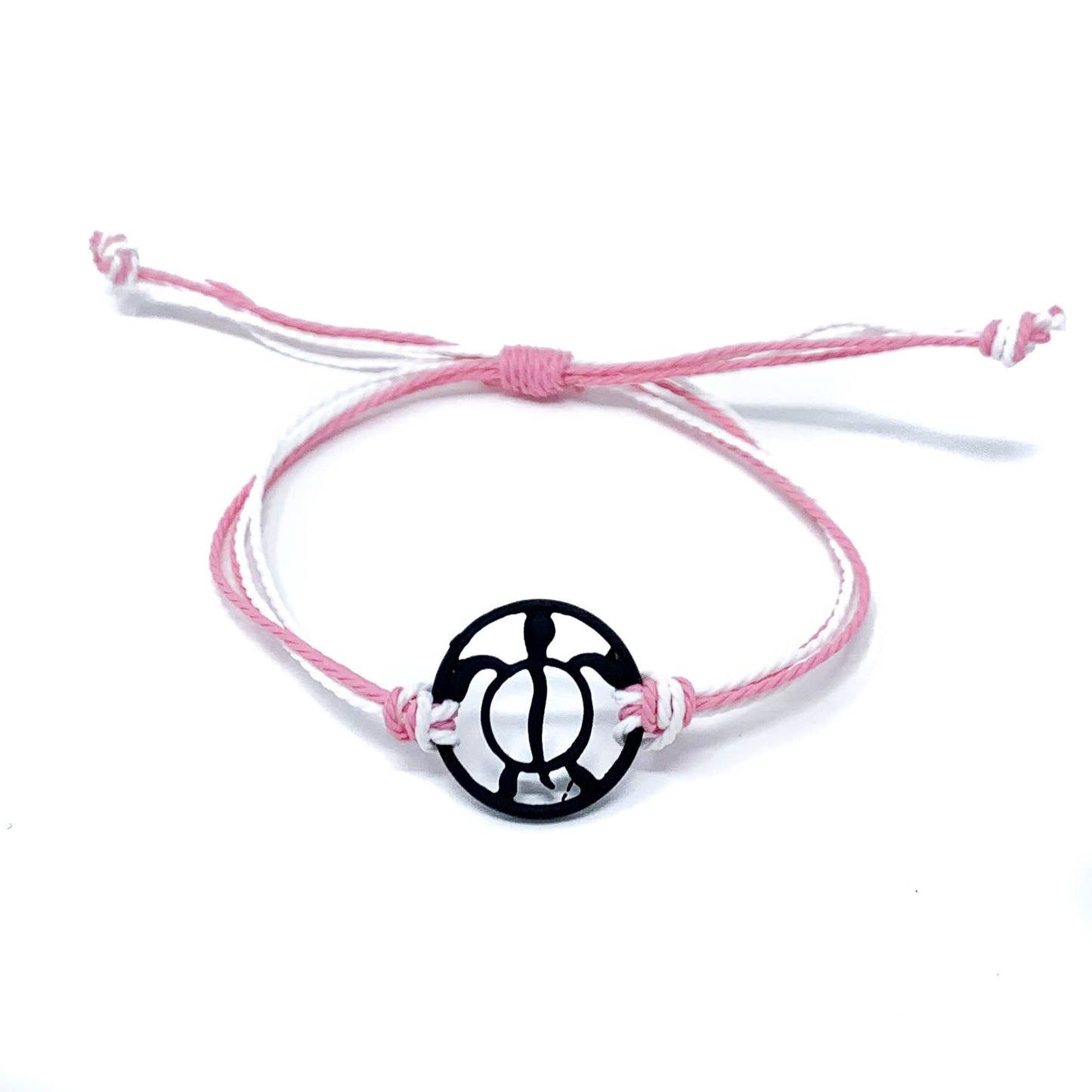 pink black turtle string beach bracelet 