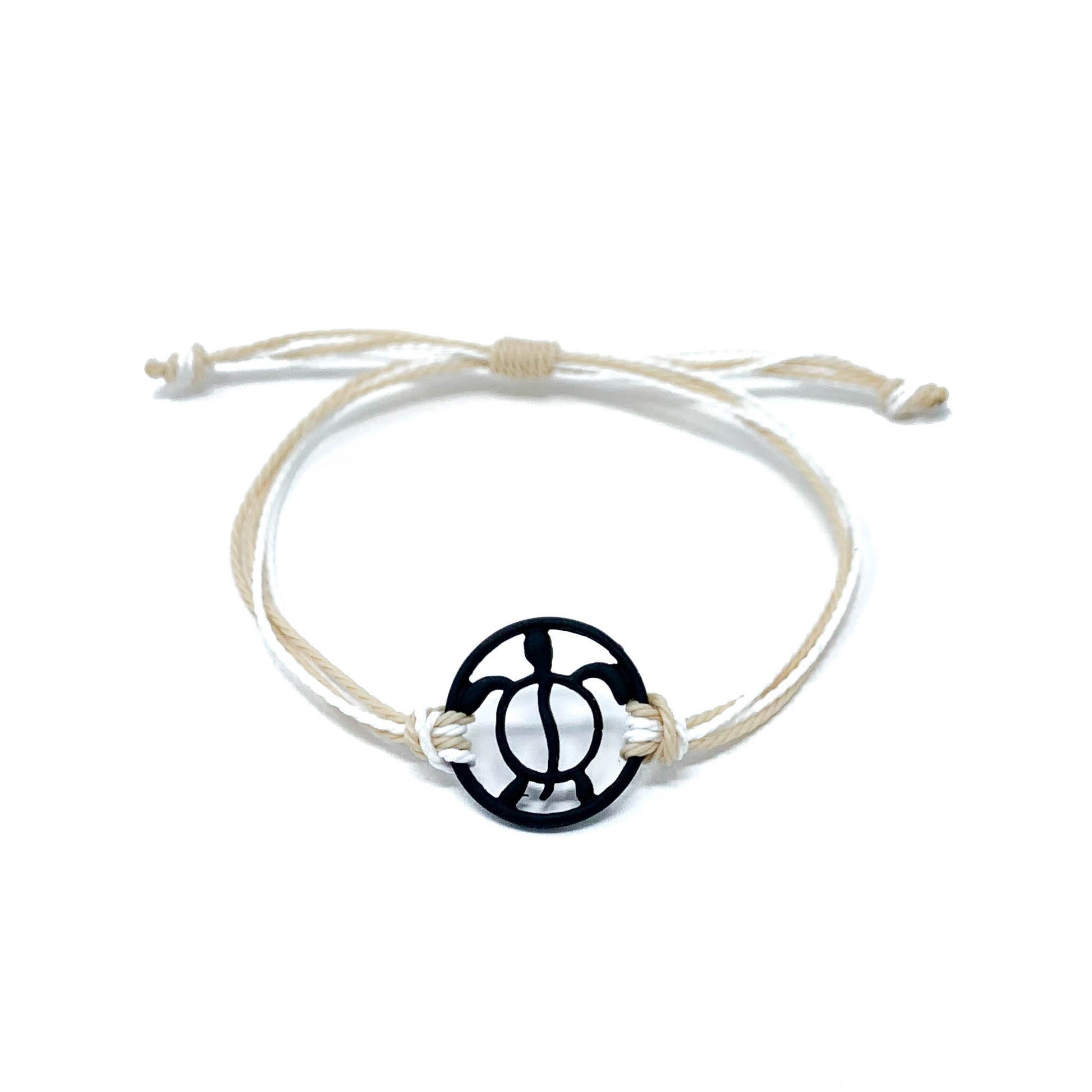 tan black turtle string beach bracelet 