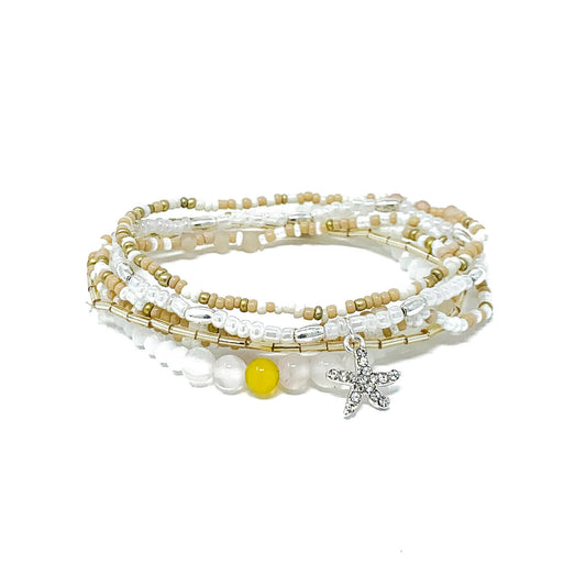 charming shark golden star beaded bracelet stack