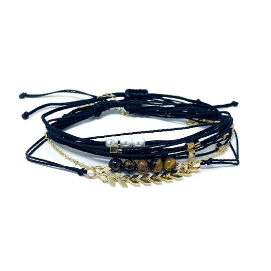 black and gold bracelet stack pack