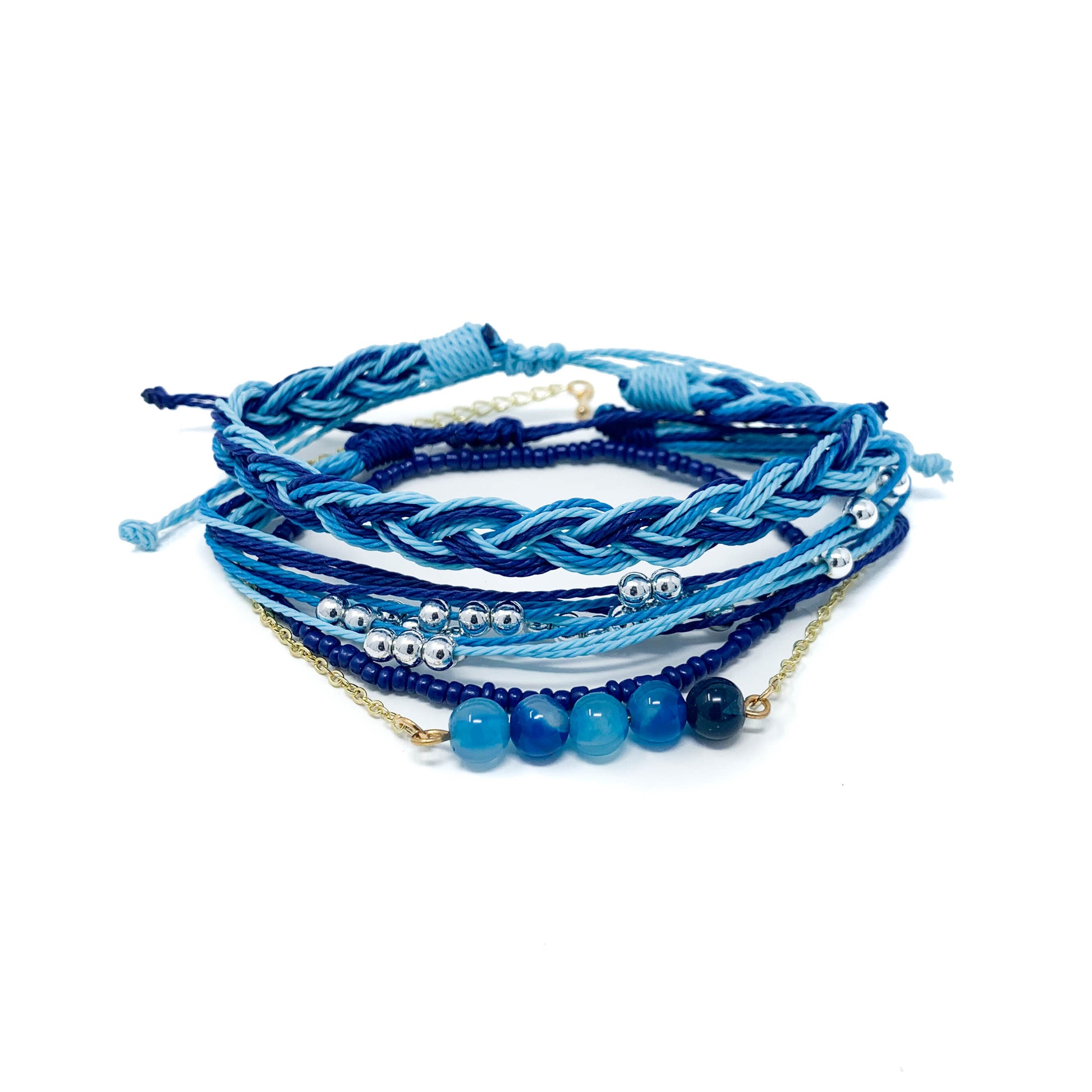 charming shark friendship bracelet stack