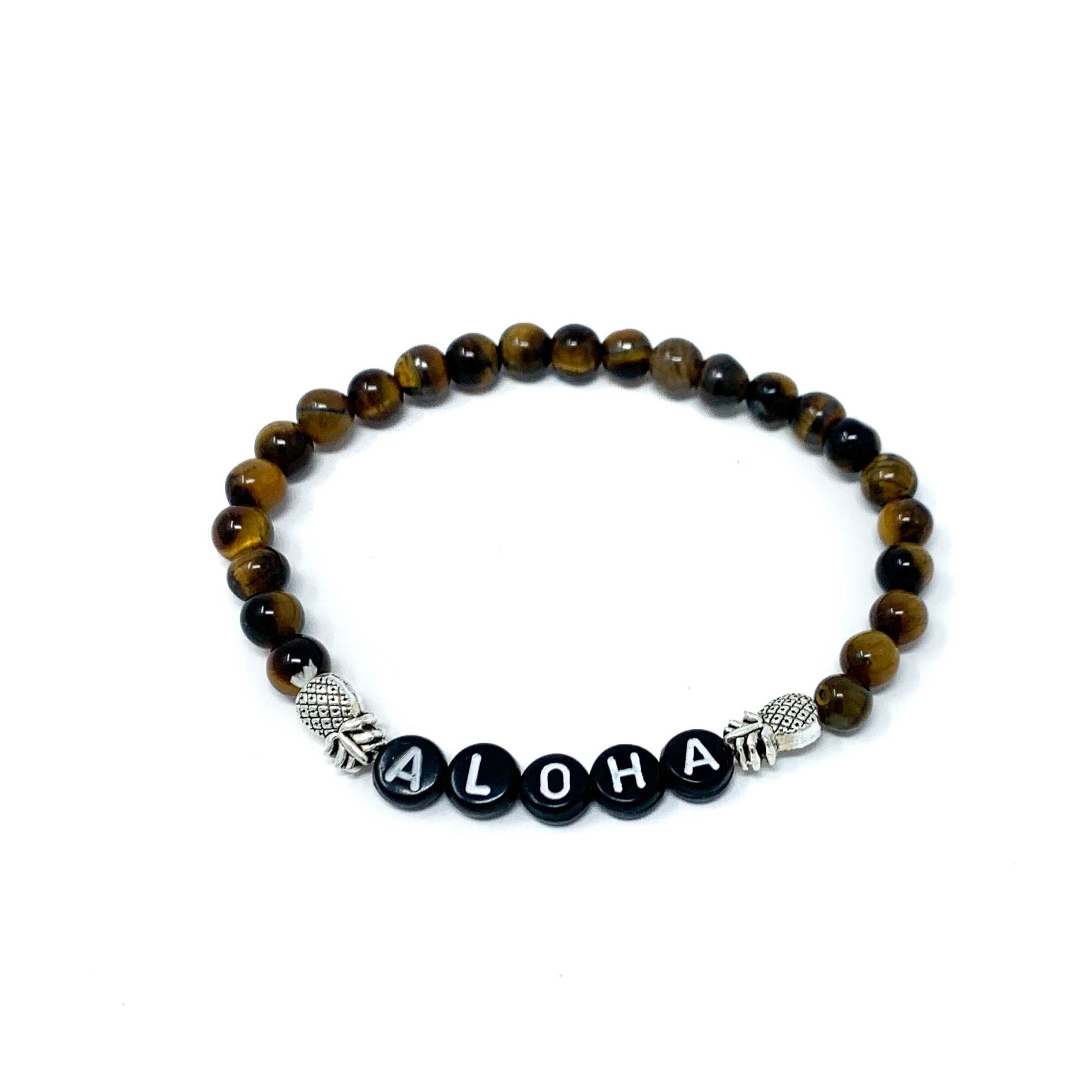 aloha tiger eye hawaiian beaded bracelet
