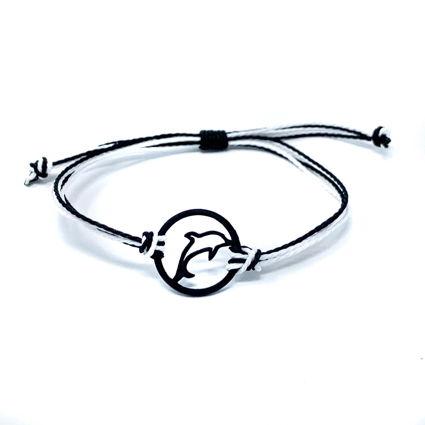 black dolphin silhouette string bracelet