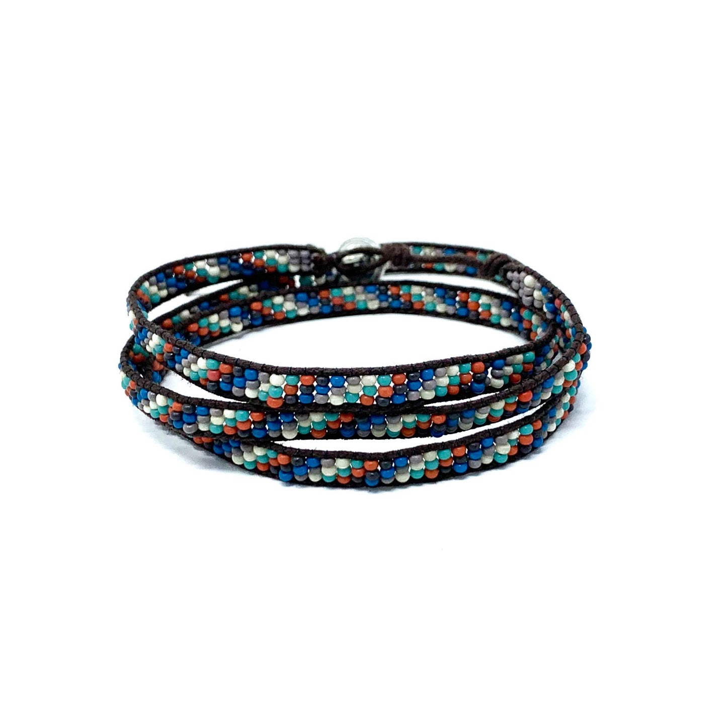 black colorful triple wrap beaded bracelet