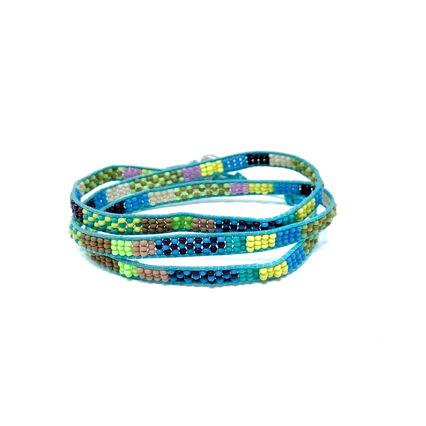 colorful beach style beaded triple wrap bracelet
