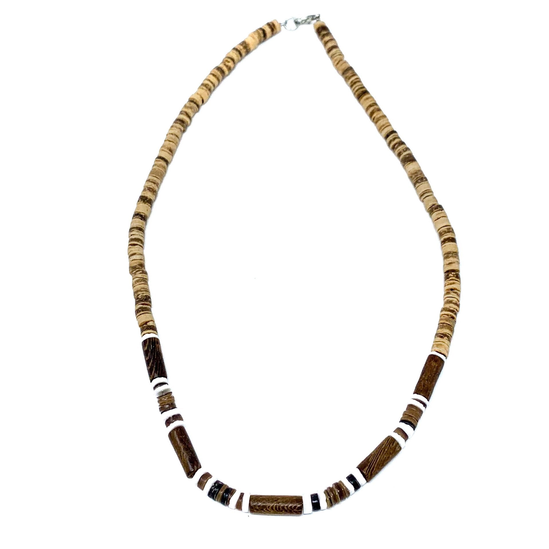wood beaded mens surfer necklace