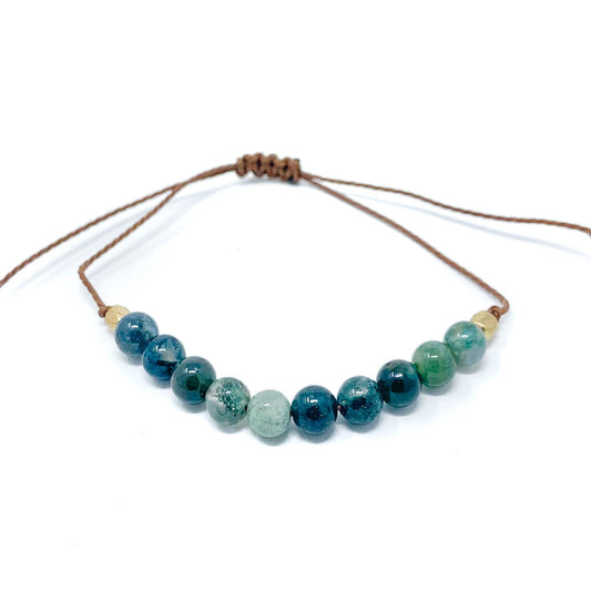 Blue Stone Beaded String Bracelet