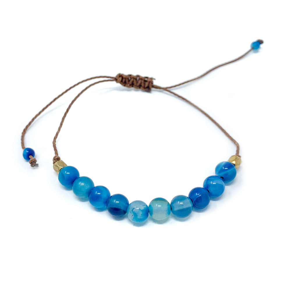 Blue Stone Beaded String Bracelet
