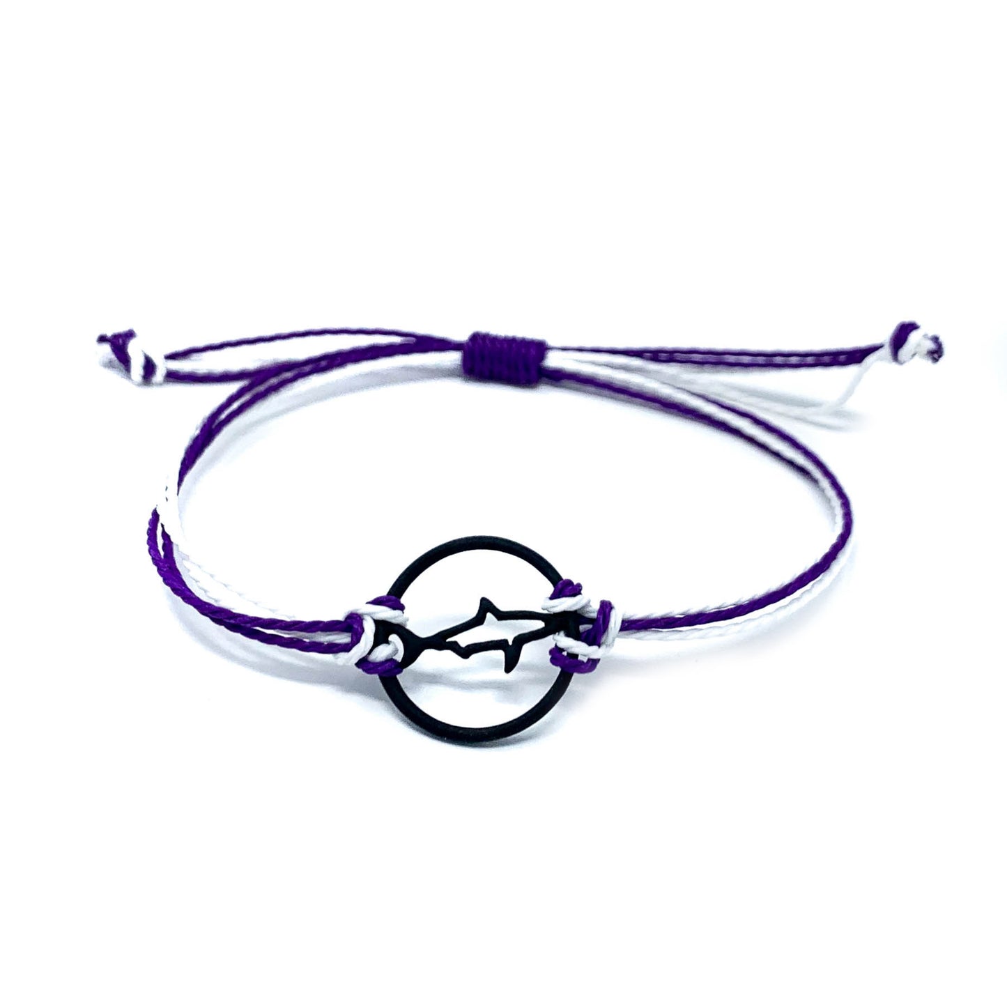 purple black shark silhouette string bracelet