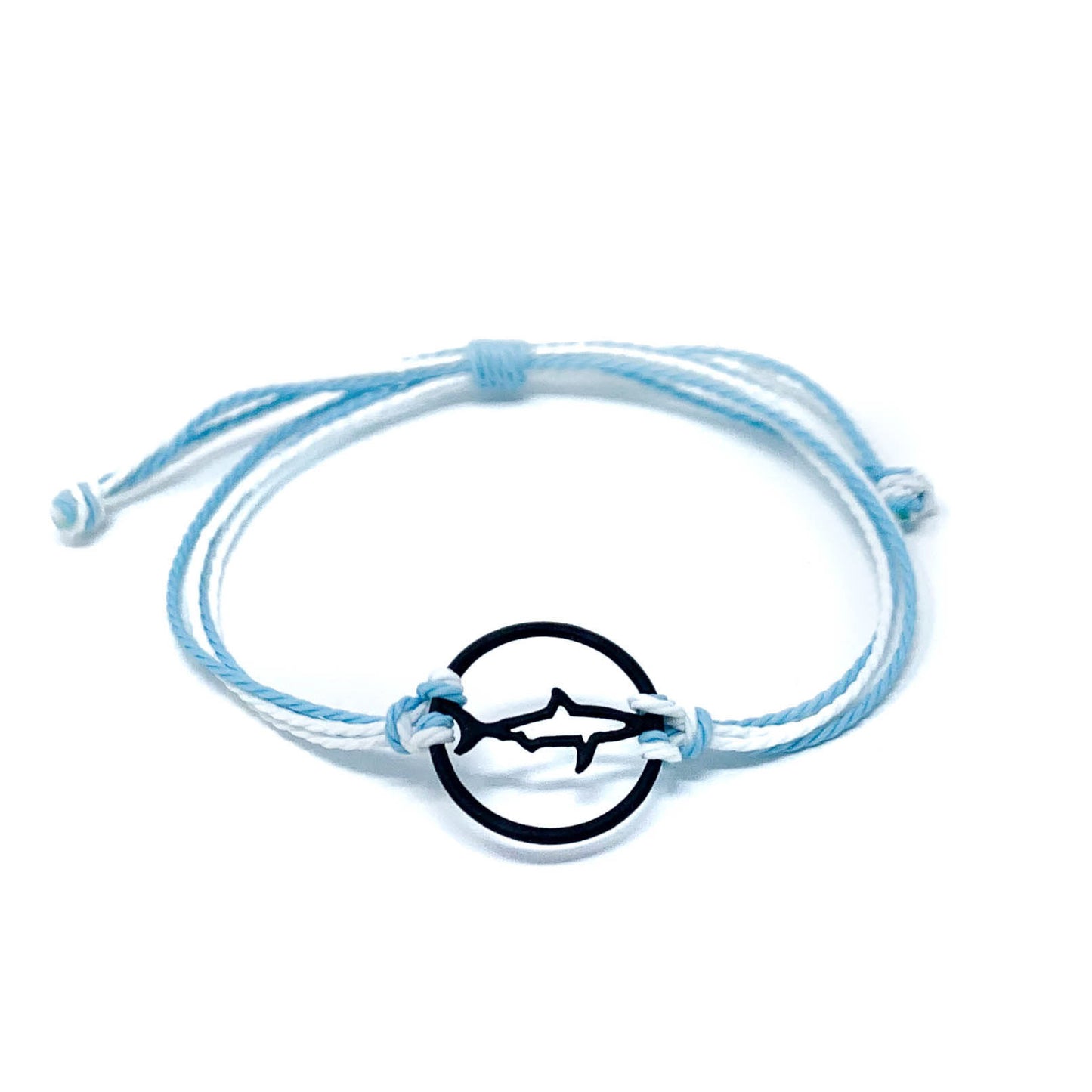 light blue black shark string silhouette bracelet sky-blue teal