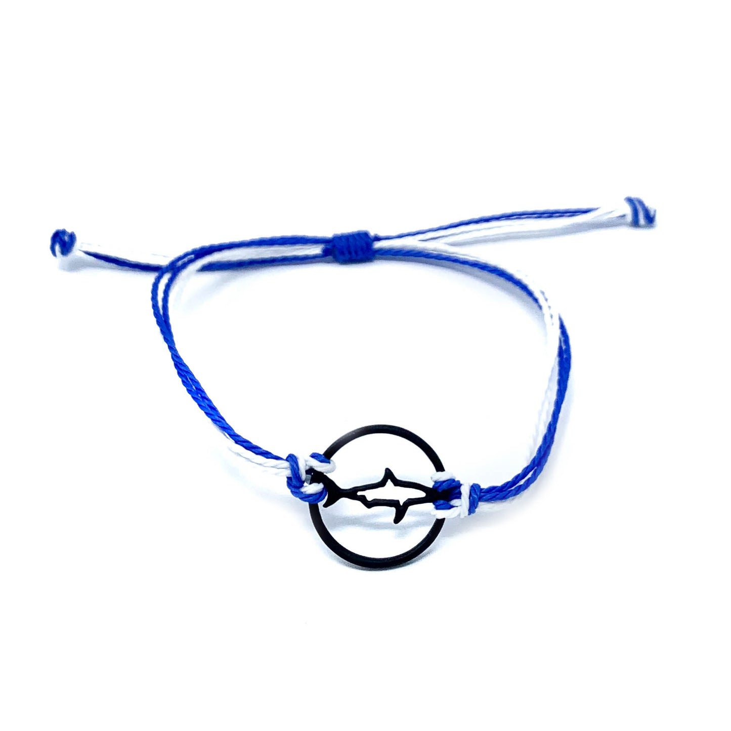 blue black shark silhouette string bracelet