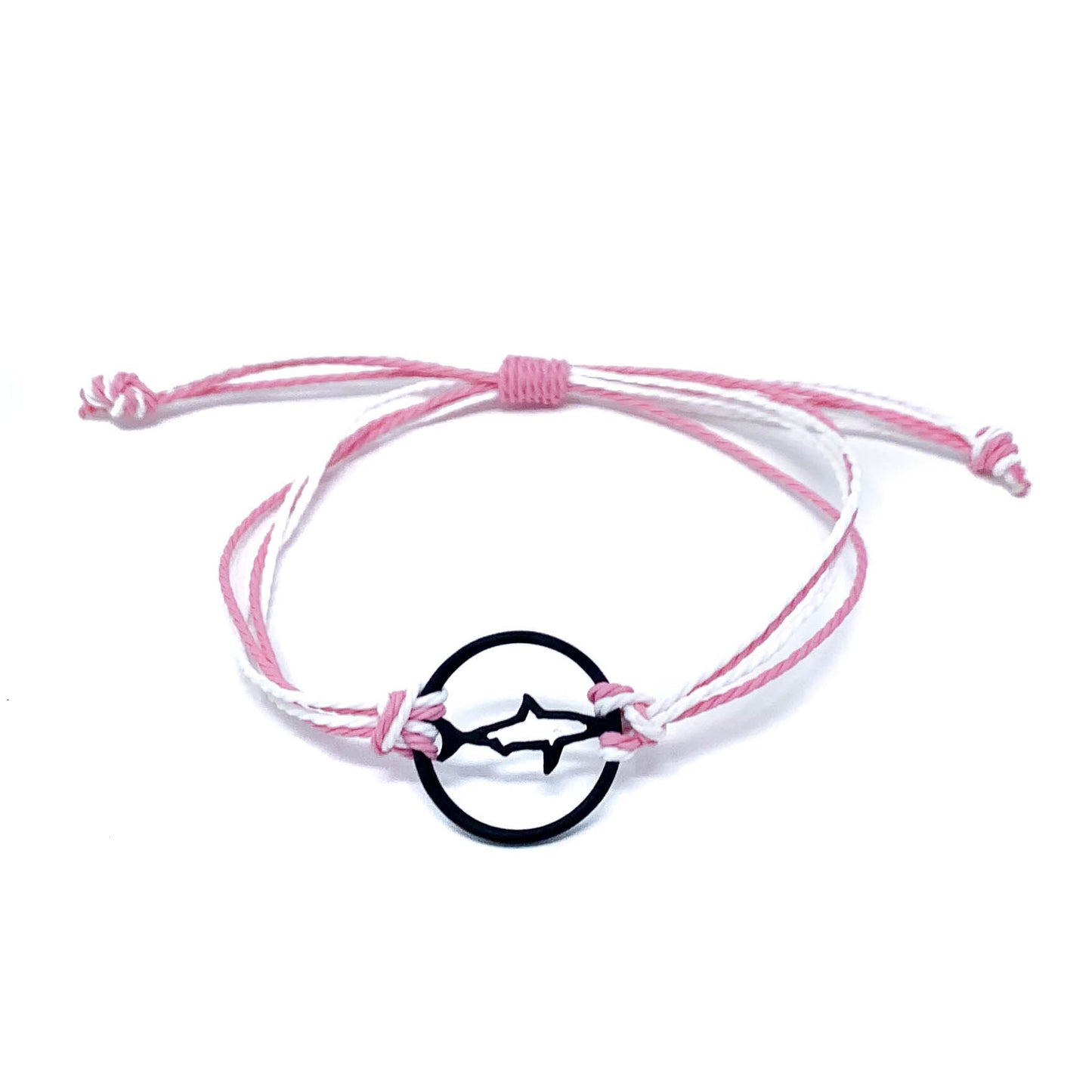 pink black shark silhouette string bracelet