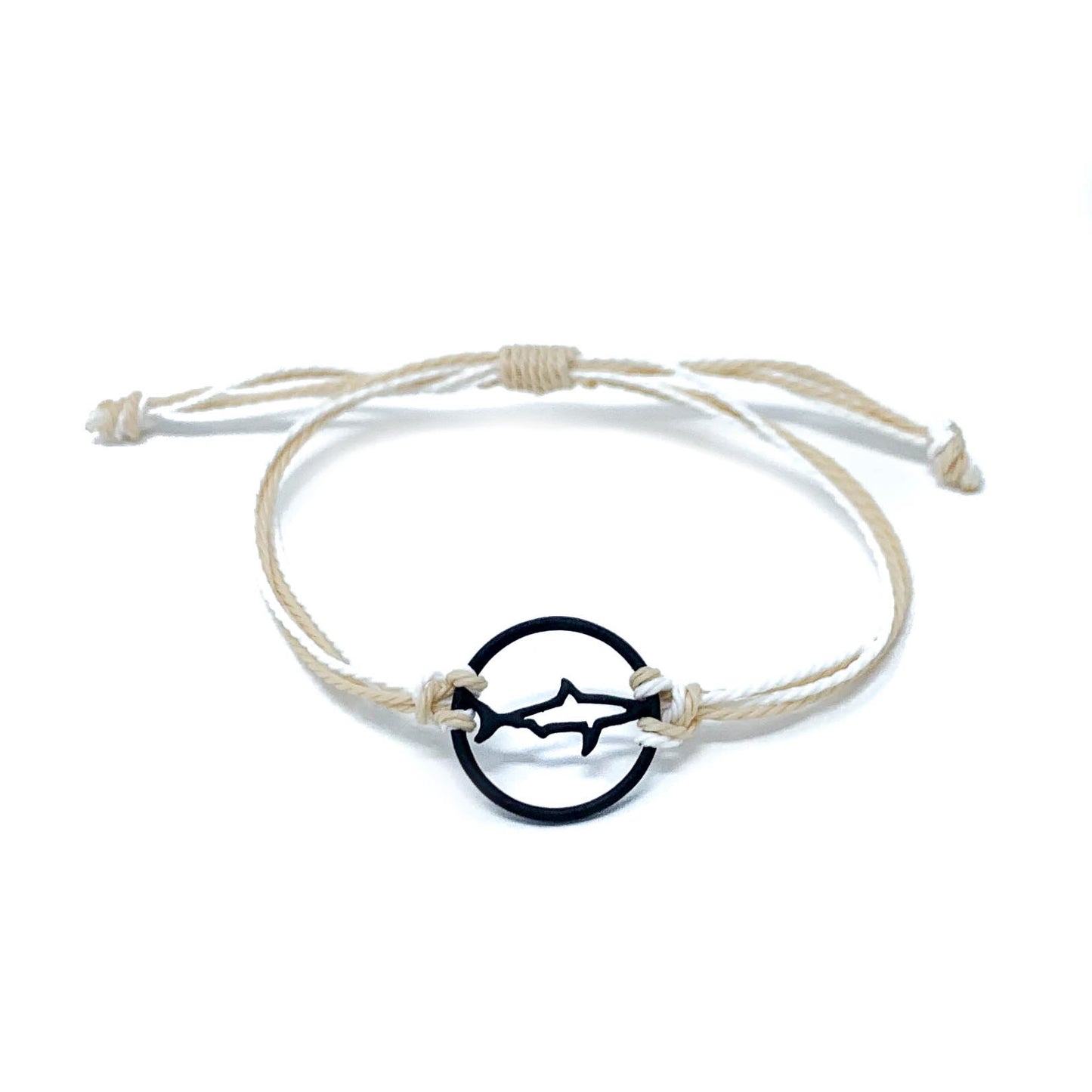 tan black shark silhouette string bracelet