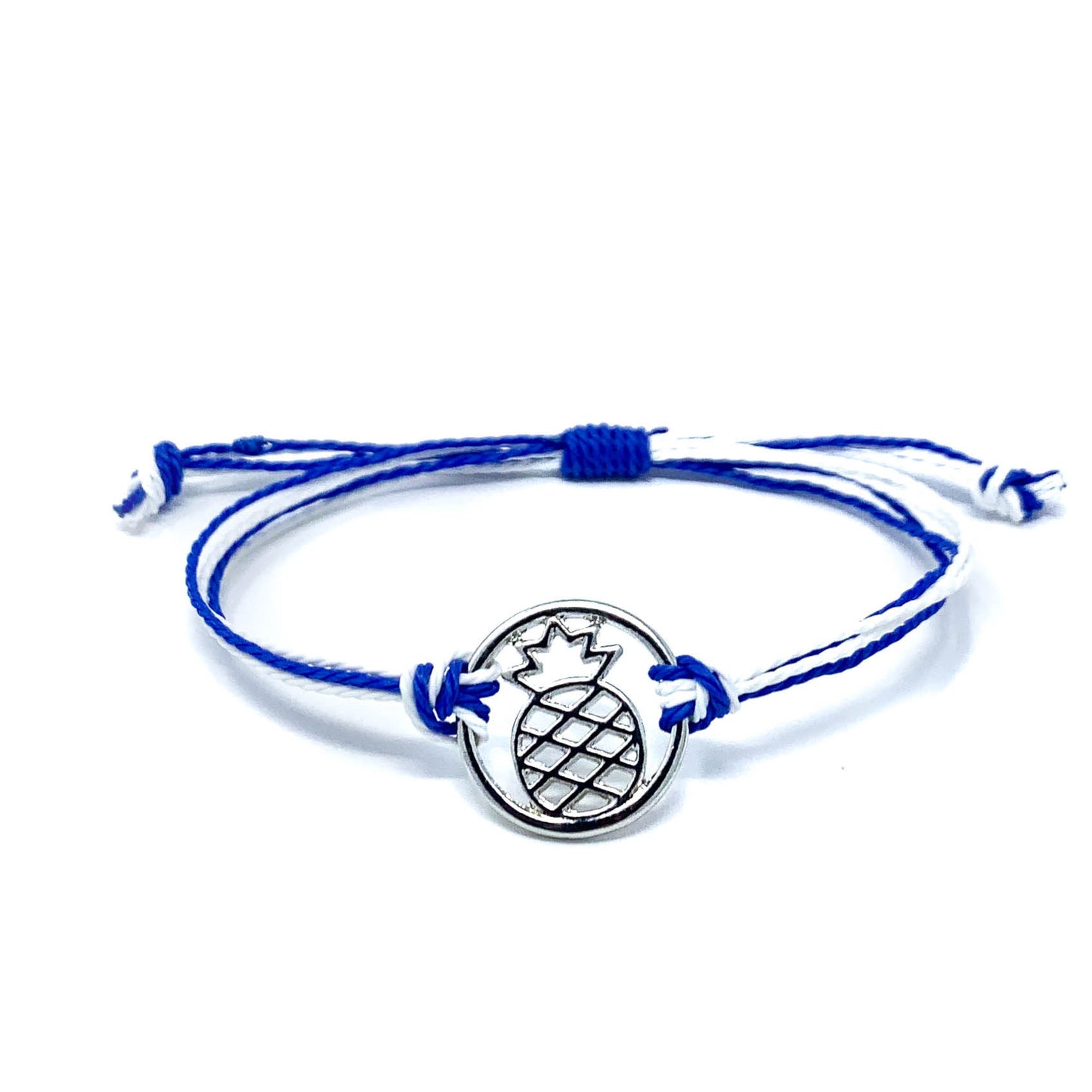 pineapple charm blue string bracelet