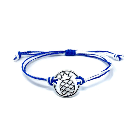 pineapple charm blue string bracelet