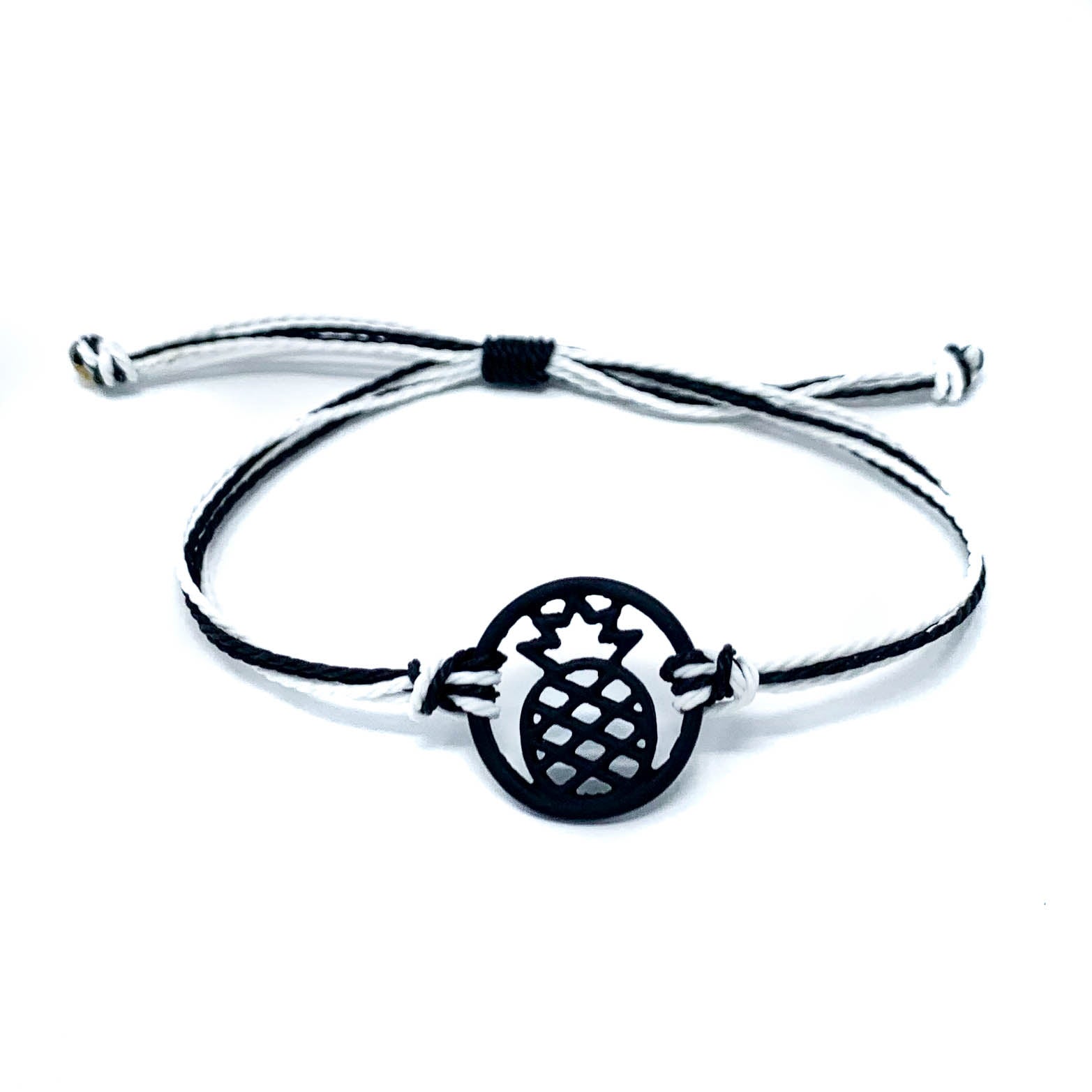 black pineapple string beach bracelet