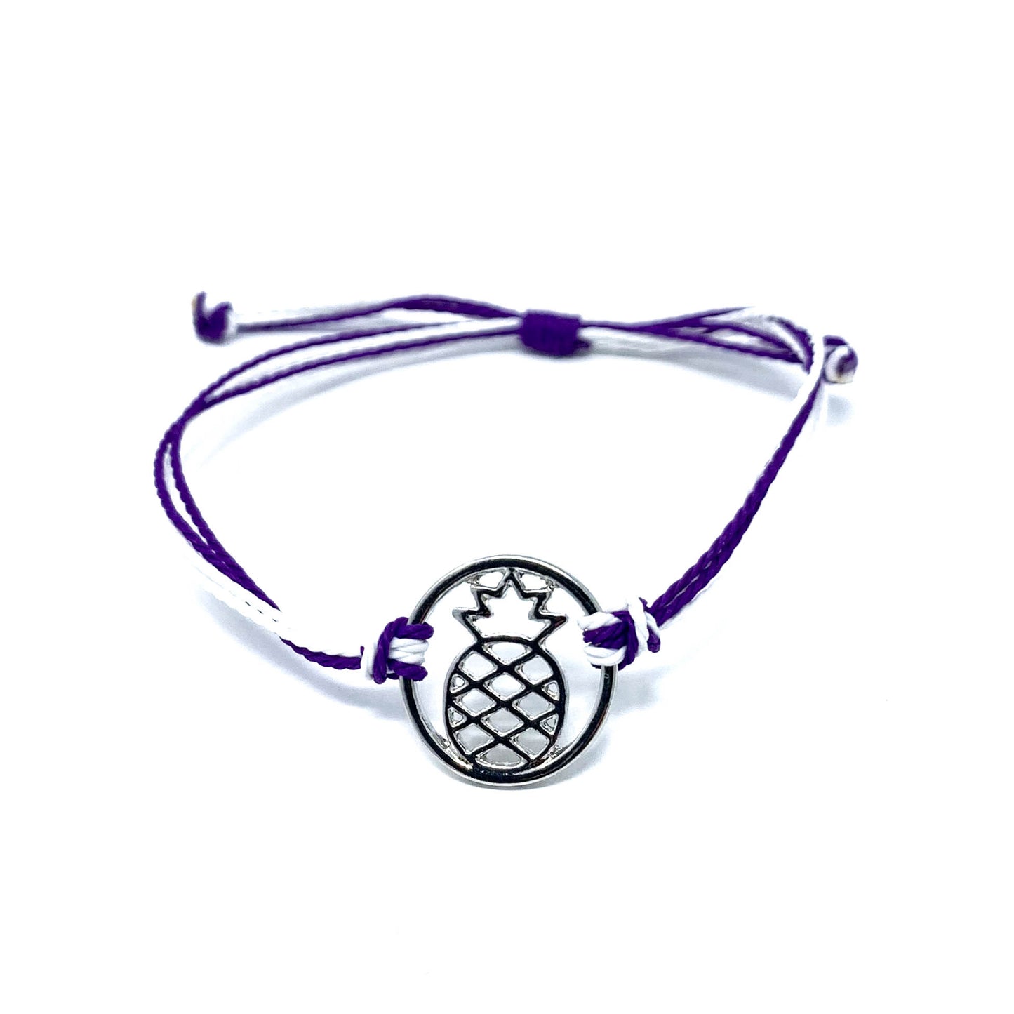 pineapple charm purple string bracelet