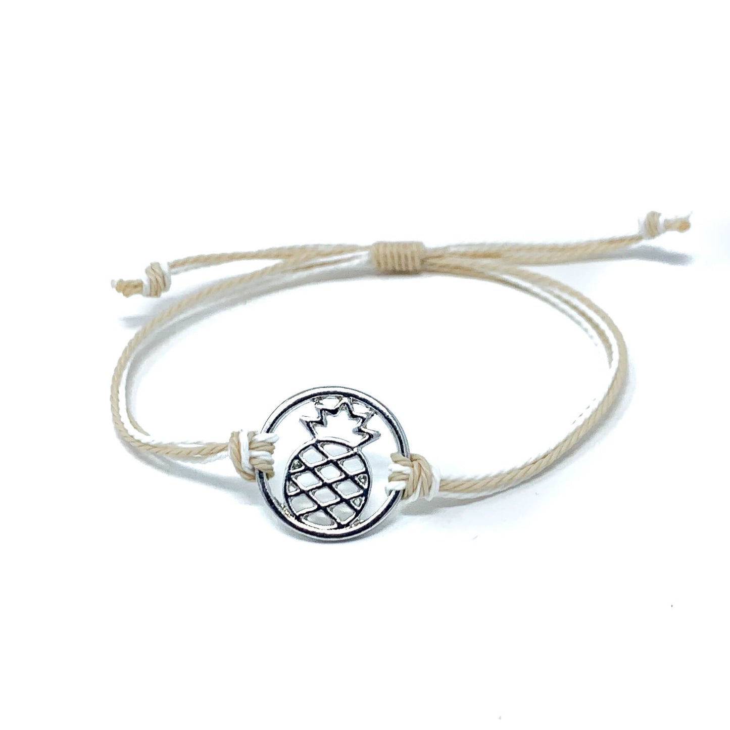 pineapple charm tan string bracelet