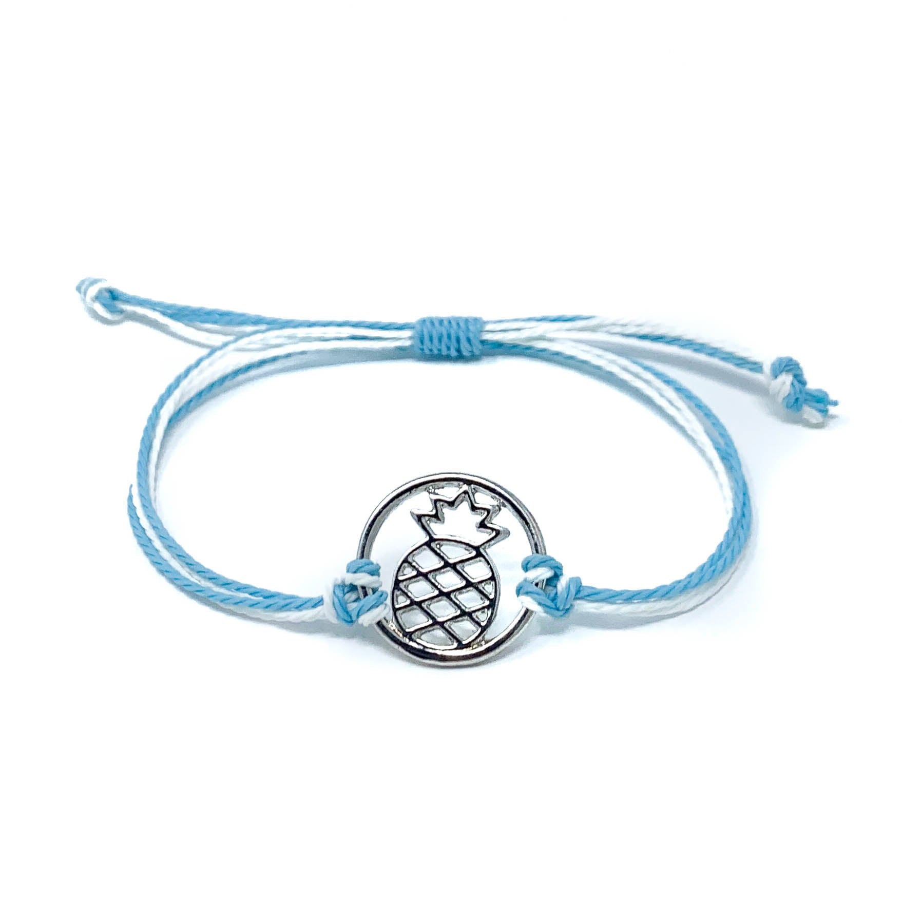 pineapple charm blue string bracelet