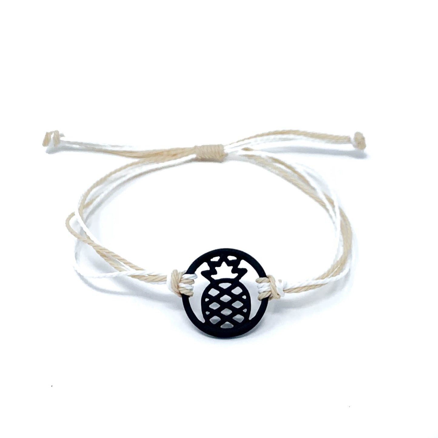 tan black pineapple string beach bracelet