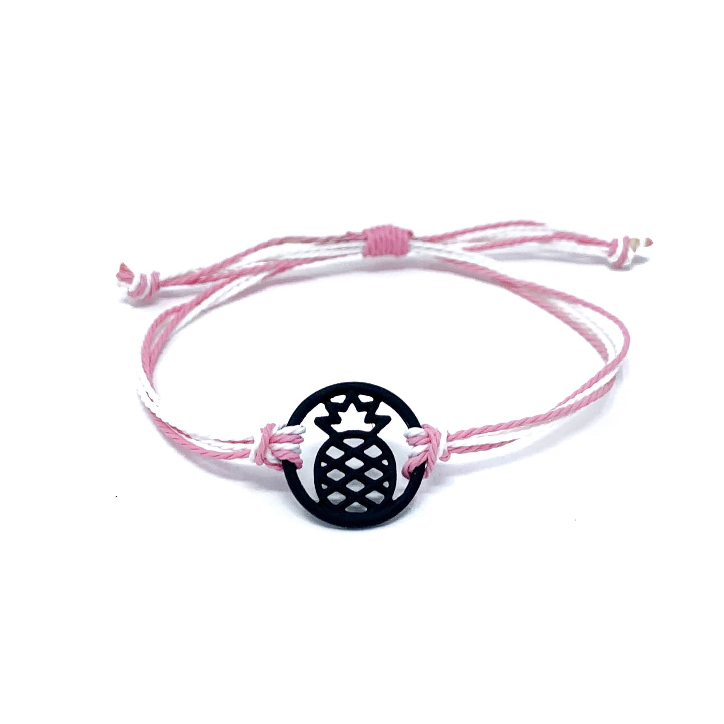 pink black pineapple string beach bracelet