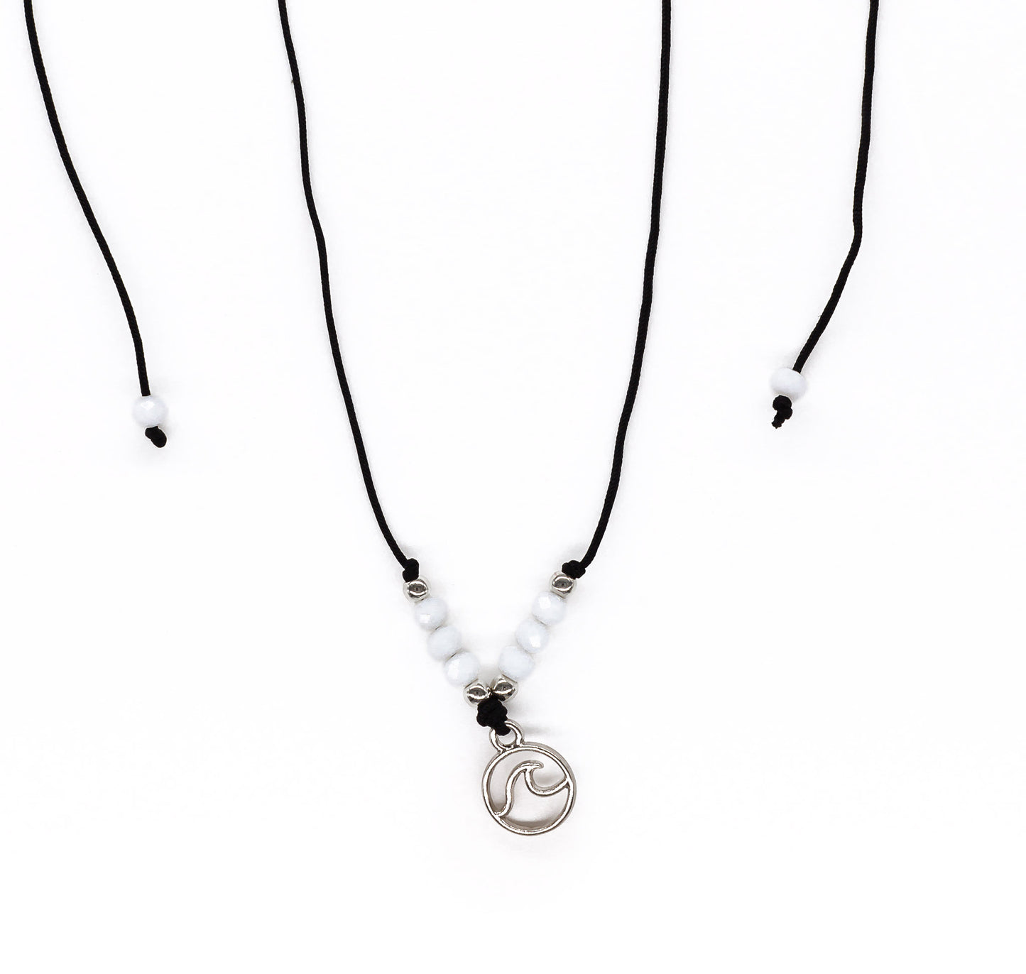 charming shark white stones wave charm necklace
