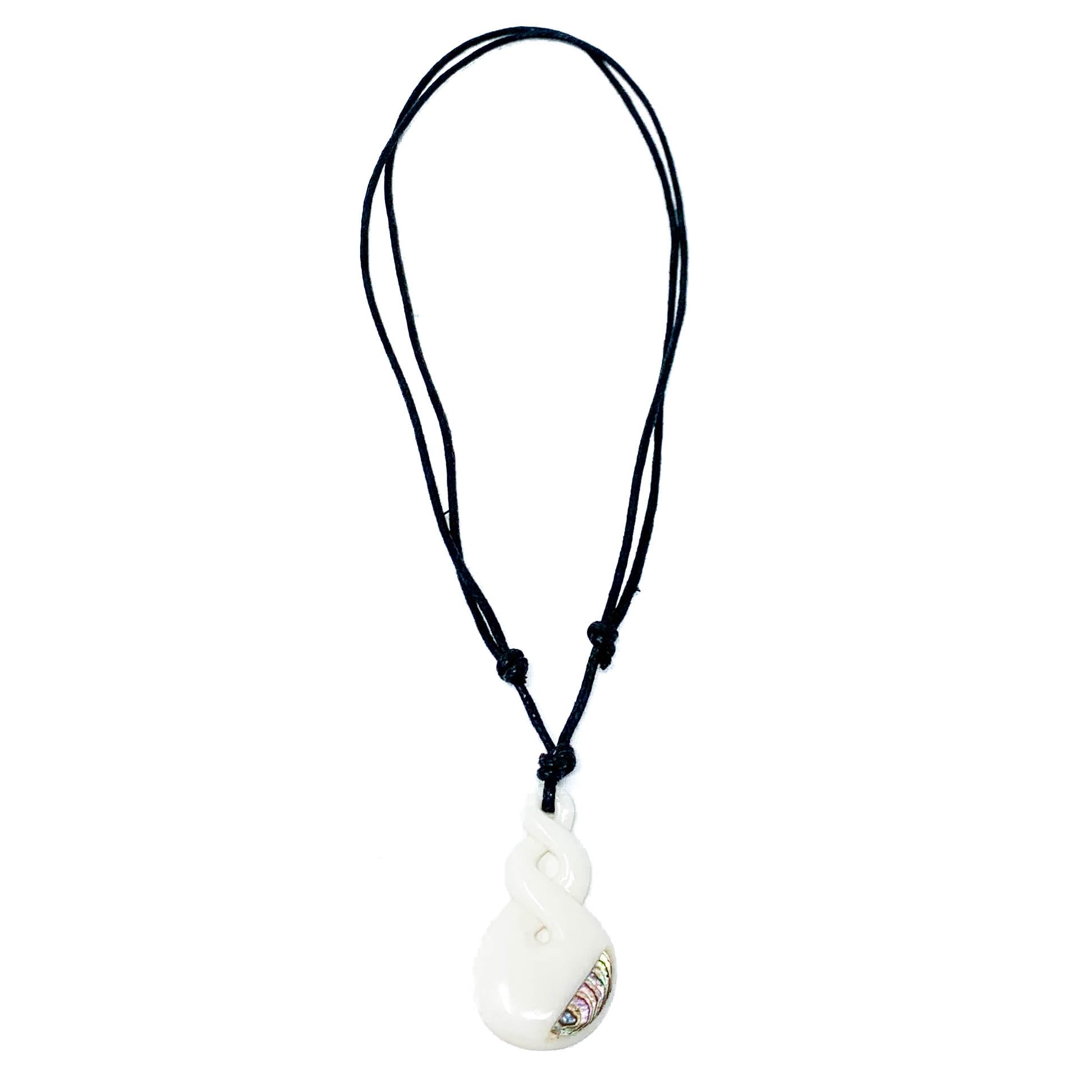 hand carved bone and abalone shell necklace