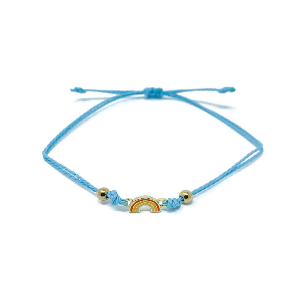 Blue Rainbow Charm Single String Bracelet 