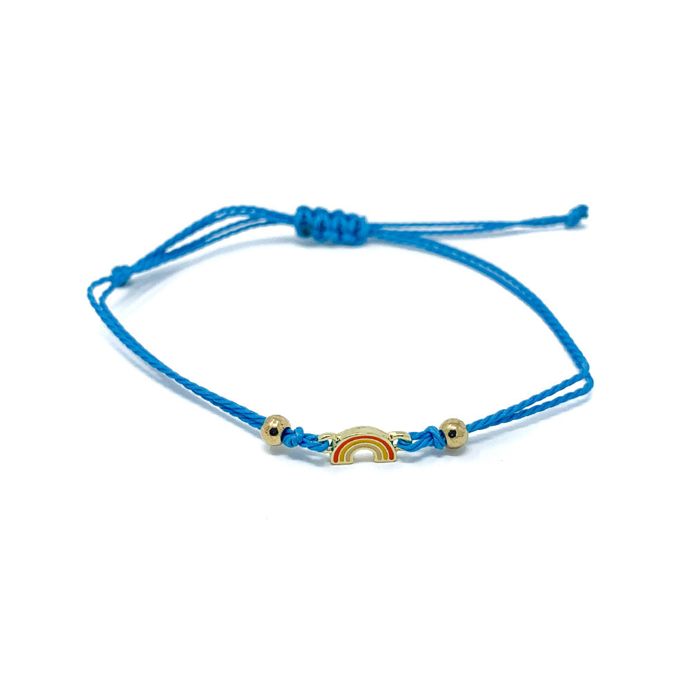 Blue Rainbow Charm Single String Bracelet 